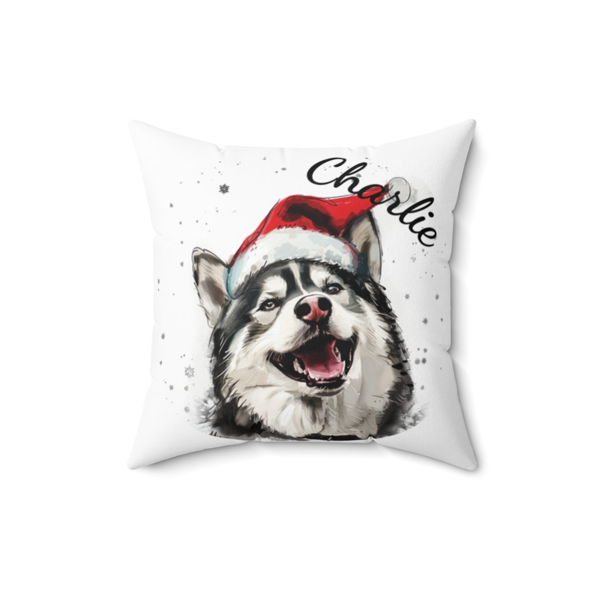 Christmas dog Cushions_Husky-1 Personalised Dog Christmas Spun Polyester Square Throw Cushion with Insert