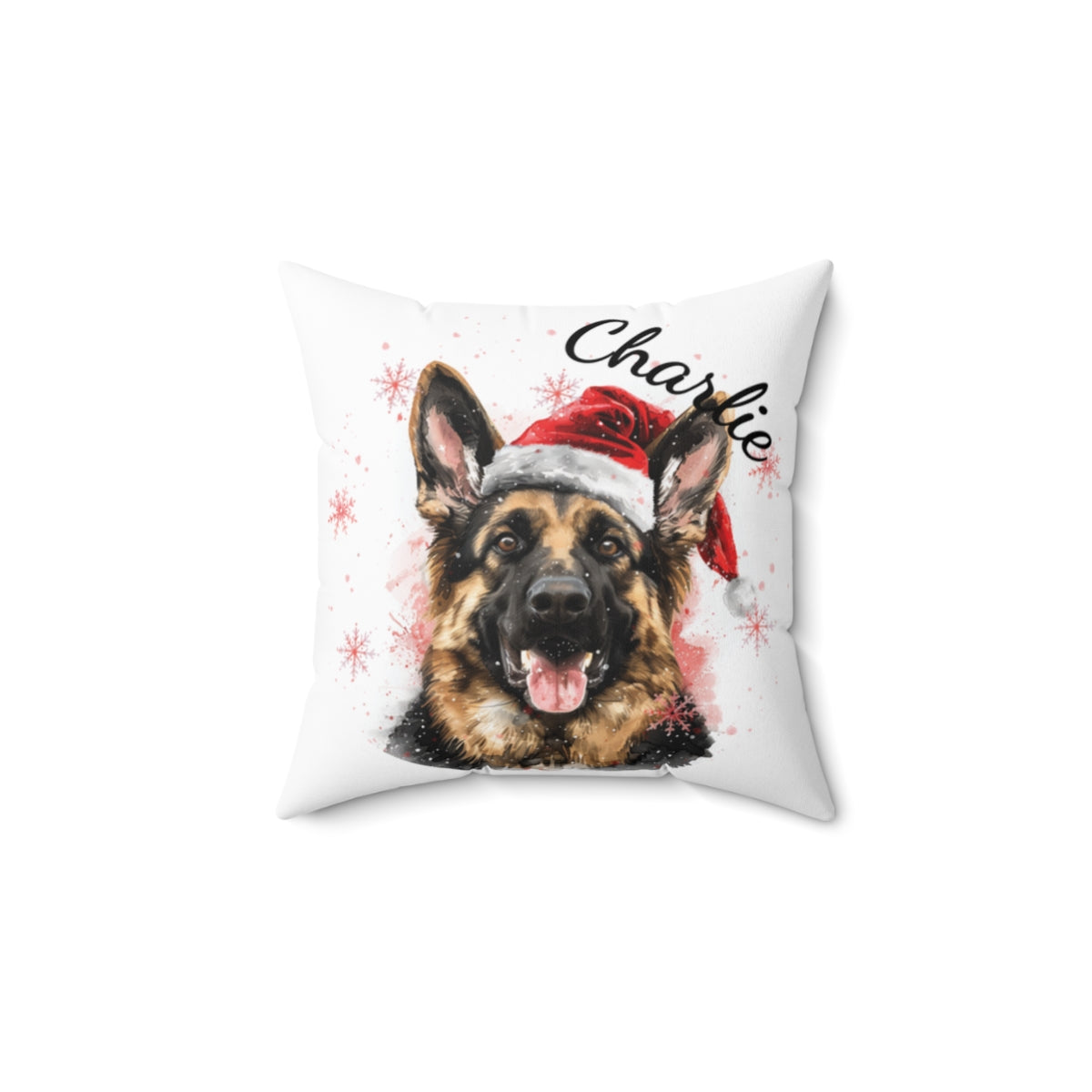 Christmas dog Cushions_German-Shepherd-2 Personalised Dog Christmas Spun Polyester Square Throw Cushion with Insert