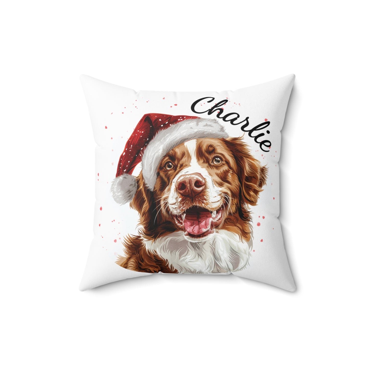 Personalized Christmas Dog Pillow, Custom Dog Cushion with Insert, Nova Scotia Duck Tolling Retriever Design, Holiday Décor Gift