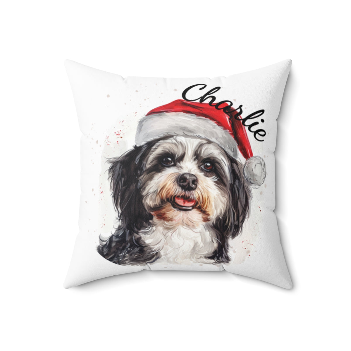 Christmas dog Cushions_Havanese-1 Personalised Dog Christmas Spun Polyester Square Throw Cushion with Insert
