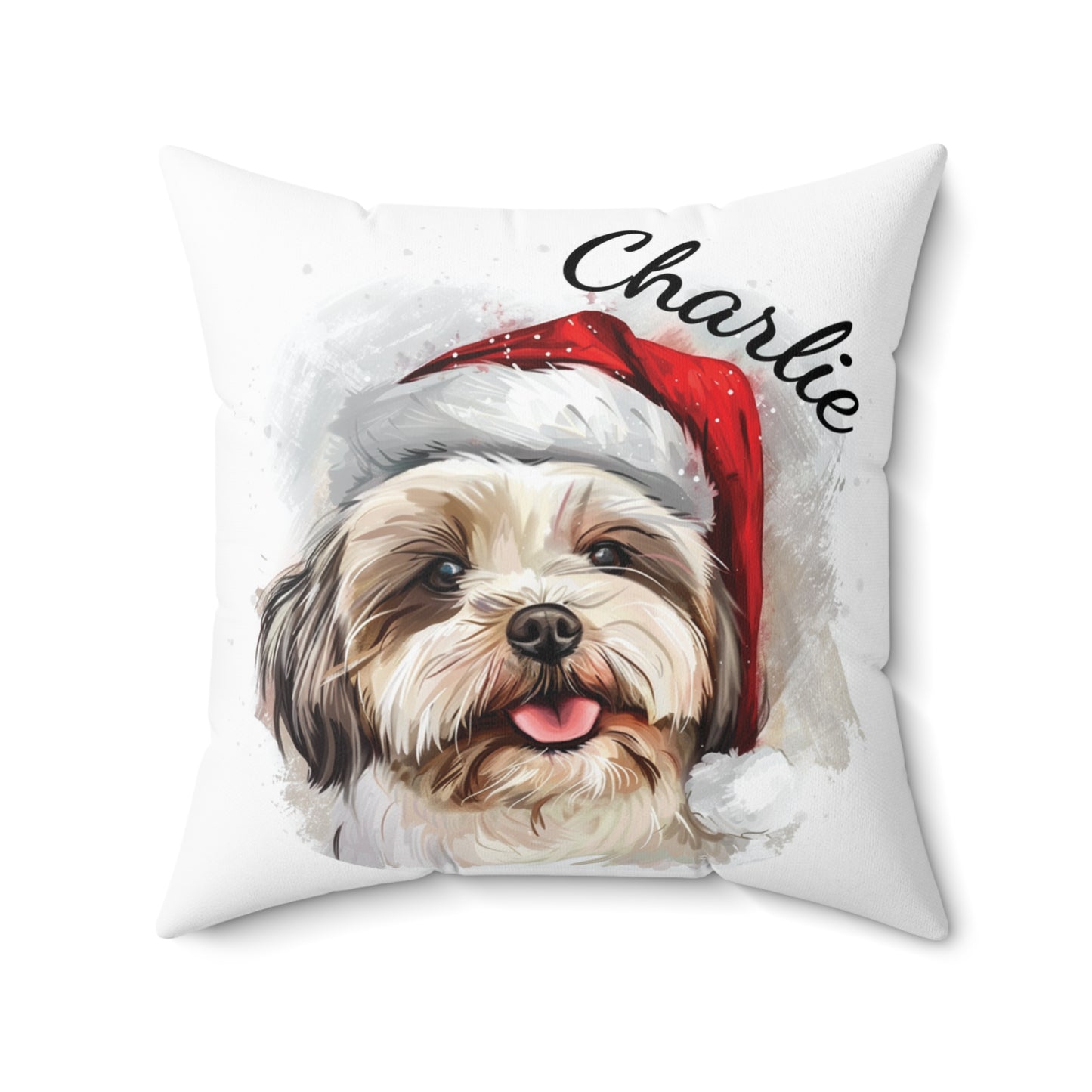 Personalized Dog Christmas Pillow, Shih-Tzu Cushion, Holiday Dog Decor, Custom Pet Gift, Dog Lover Home Accent, Xmas Dog Pillow
