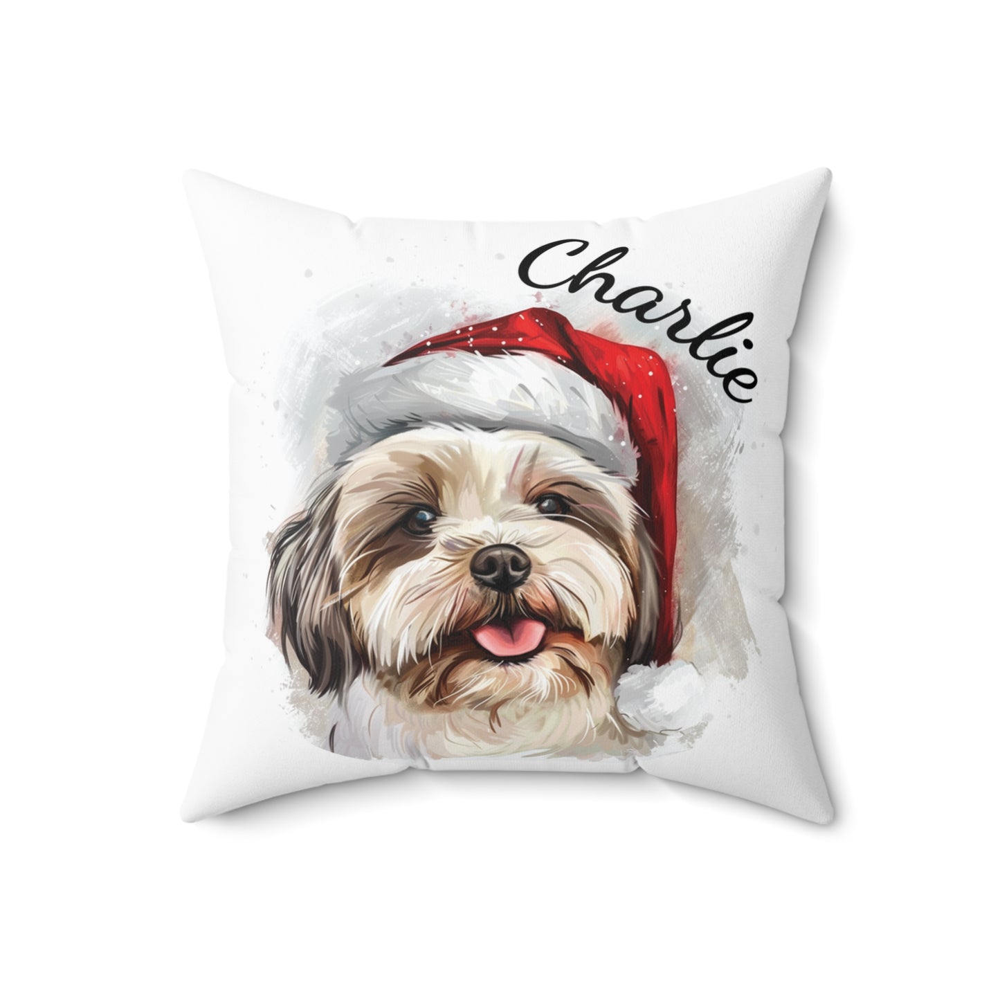 Personalized Dog Christmas Pillow, Shih-Tzu Cushion, Holiday Dog Decor, Custom Pet Gift, Dog Lover Home Accent, Xmas Dog Pillow