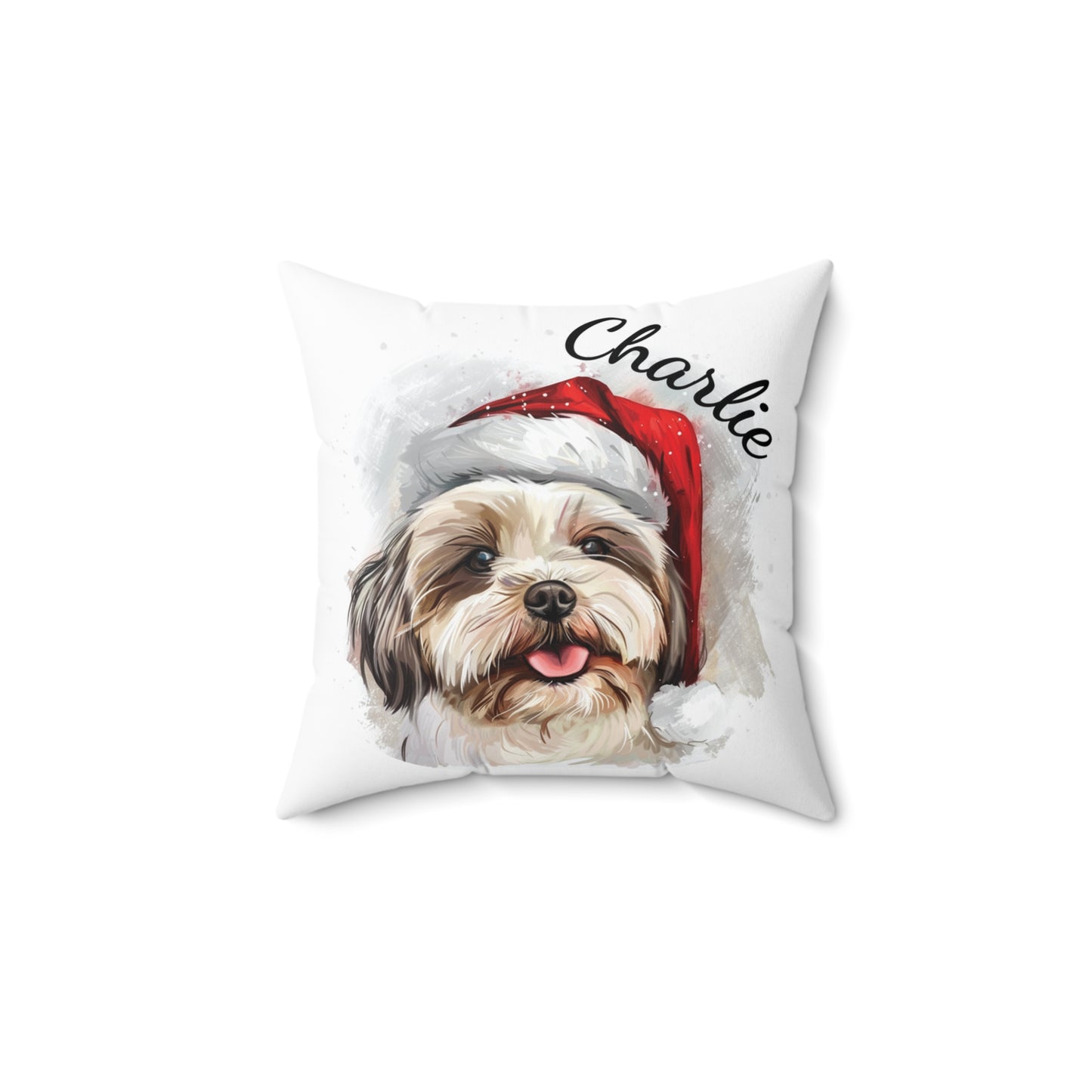 Personalized Dog Christmas Pillow, Shih-Tzu Cushion, Holiday Dog Decor, Custom Pet Gift, Dog Lover Home Accent, Xmas Dog Pillow