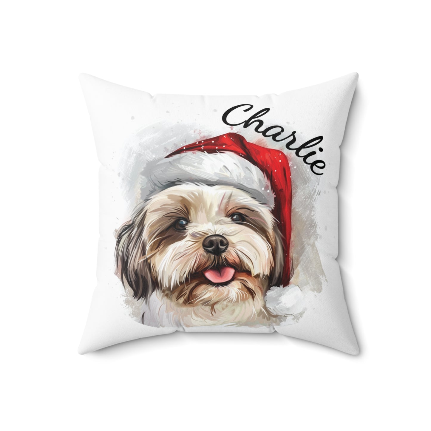 Personalized Dog Christmas Pillow, Shih-Tzu Cushion, Holiday Dog Decor, Custom Pet Gift, Dog Lover Home Accent, Xmas Dog Pillow