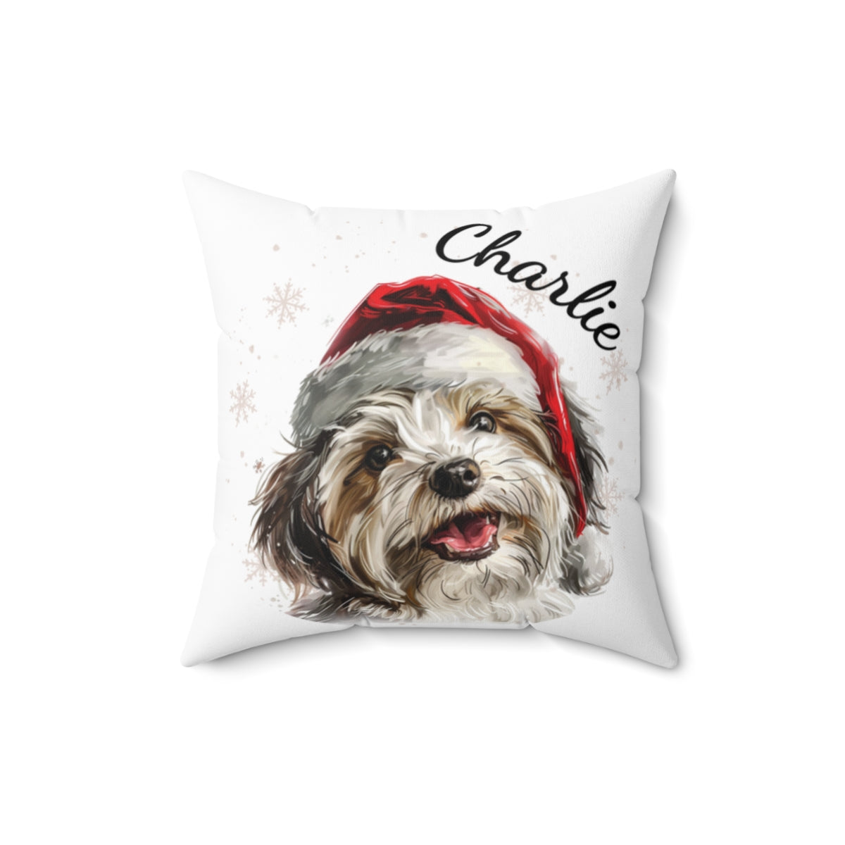 Christmas dog Cushions_Havanese-2 Personalised Dog Christmas Spun Polyester Square Throw Cushion with Insert