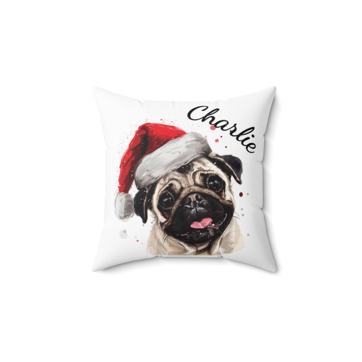 Christmas dog Cushions_Pug-1 Personalised Dog Christmas Spun Polyester Square Throw Cushion with Insert - Maltese