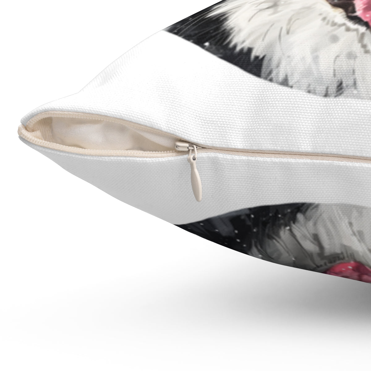 Christmas dog Cushions_Alaskan-Malamute-2 Personalised Dog Christmas Spun Polyester Square Throw Cushion with Insert