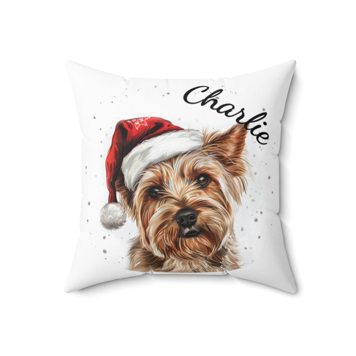 Christmas dog Cushions_Australian-Silky-Terrier-2 Personalised Dog Christmas Spun Polyester Square Throw Cushion with Insert