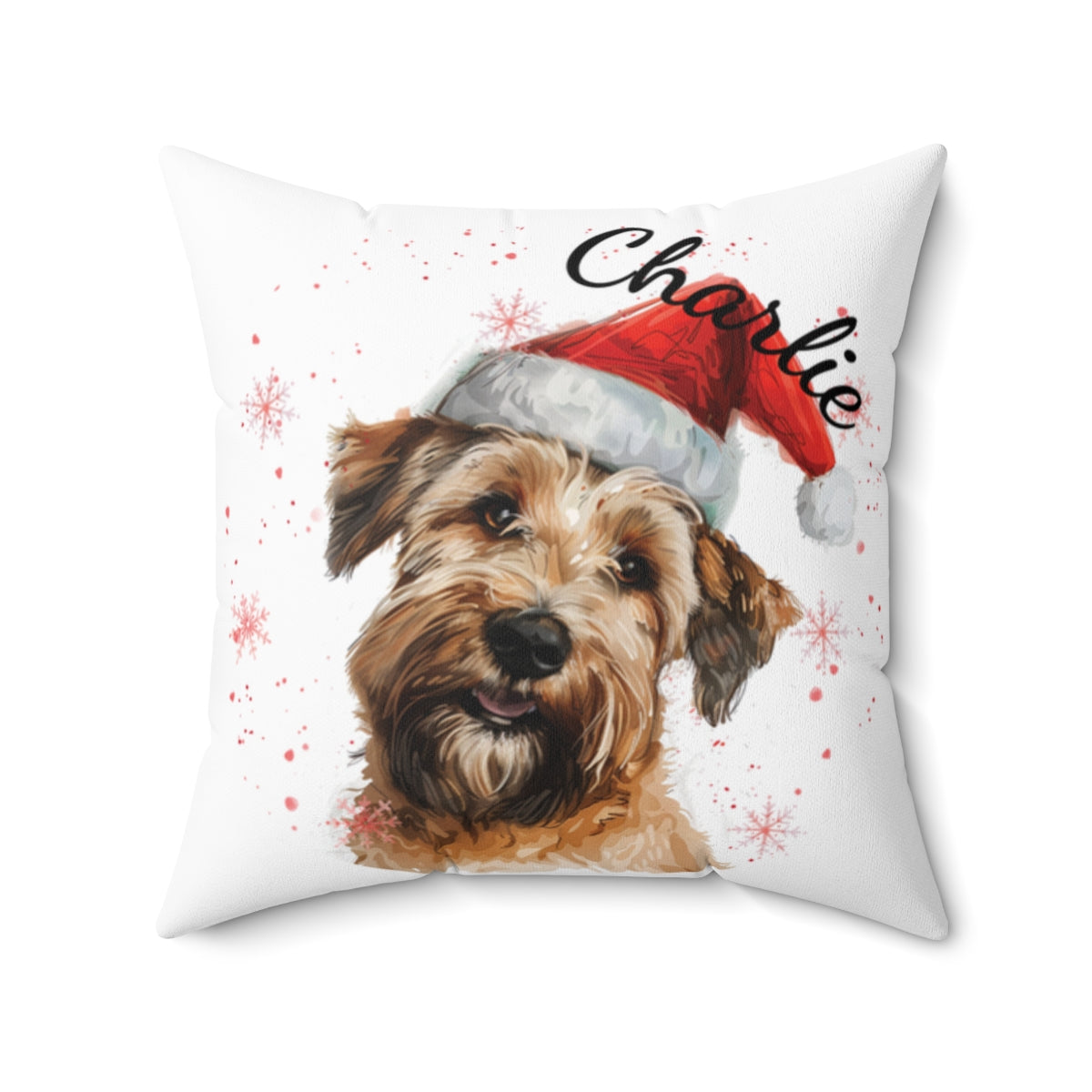 Christmas dog Cushions_Wheaten-Terrier-2 Personalised Dog Christmas Spun Polyester Square Throw Cushion with Insert - Maltese