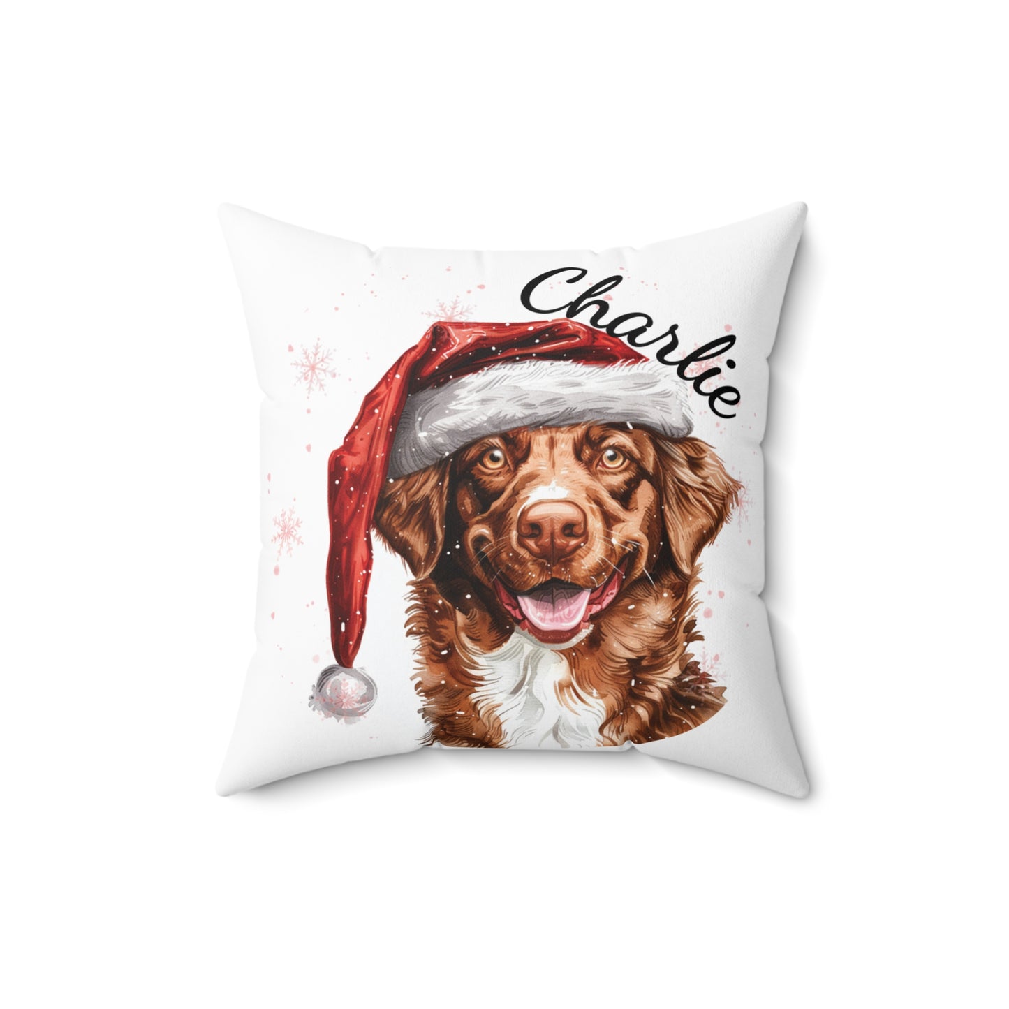 Personalized Dog Christmas Cushion, Nova Scotia Duck Toller Cushion, Custom Dog Pillow, Holiday Pet Decor, Festive Dog Lover Gift