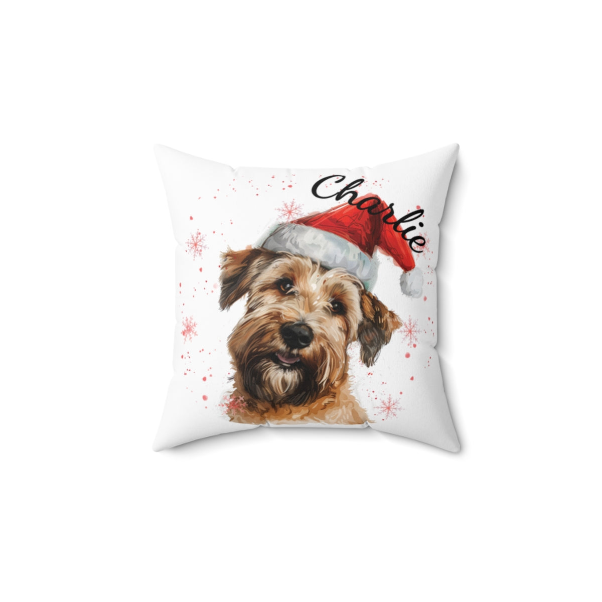 Christmas dog Cushions_Wheaten-Terrier-2 Personalised Dog Christmas Spun Polyester Square Throw Cushion with Insert - Maltese