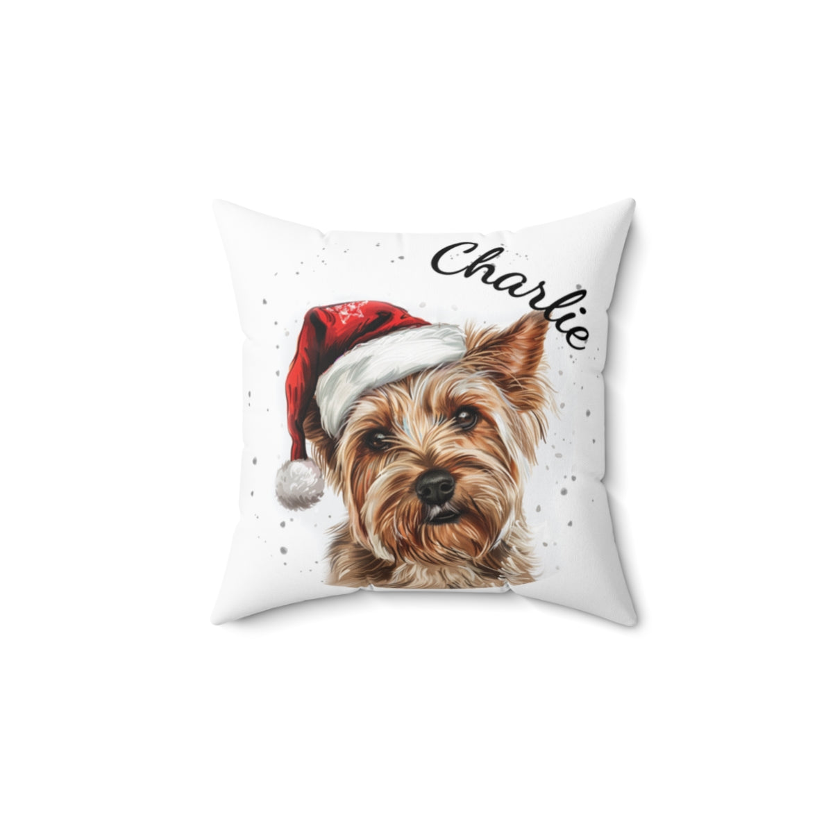 Christmas dog Cushions_Australian-Silky-Terrier-2 Personalised Dog Christmas Spun Polyester Square Throw Cushion with Insert