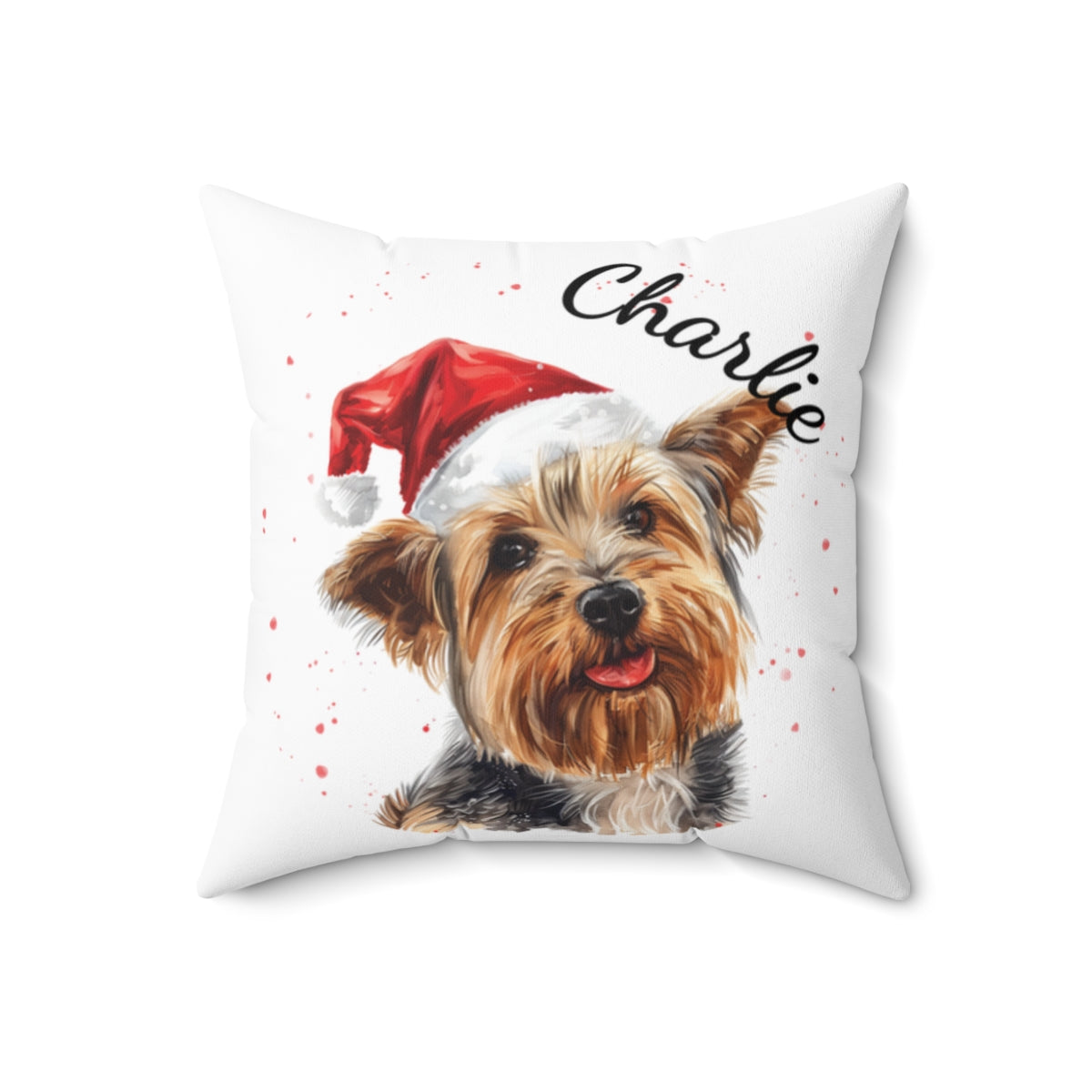 Christmas dog Cushions_Australian-Silky-Terrier-1 Personalised Dog Christmas Spun Polyester Square Throw Cushion with Insert