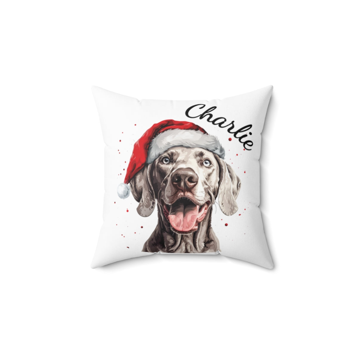 Christmas dog Cushions_Weimaraner-1 Personalised Dog Christmas Spun Polyester Square Throw Cushion with Insert - Maltese
