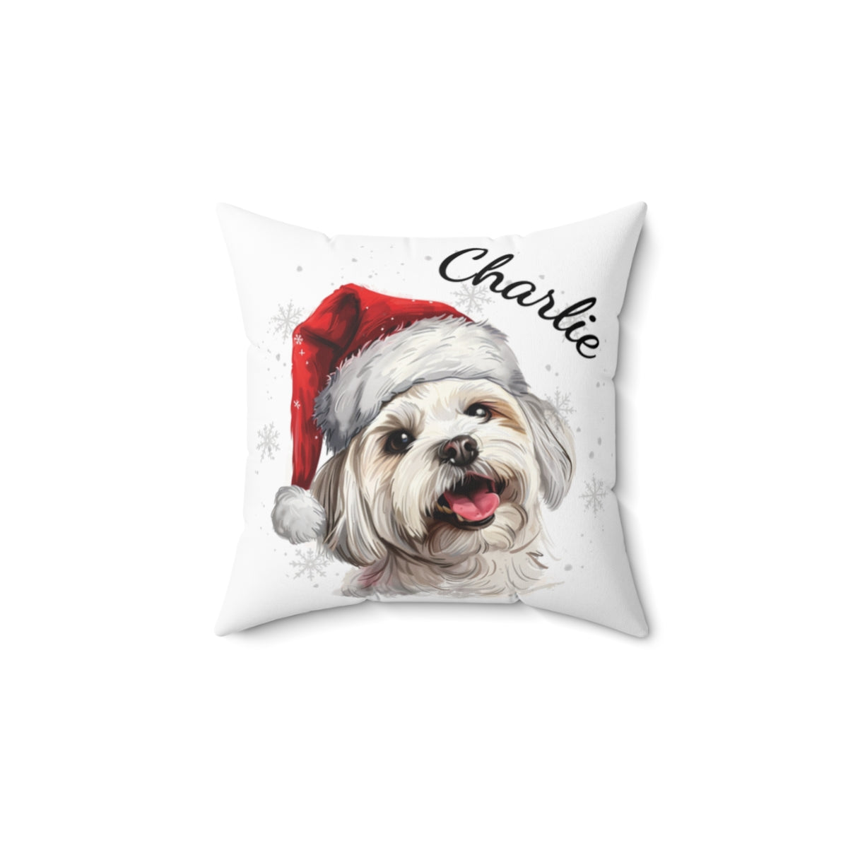 Christmas dog Cushions_Maltese Personalised Dog Christmas Spun Polyester Square Throw Cushion with Insert