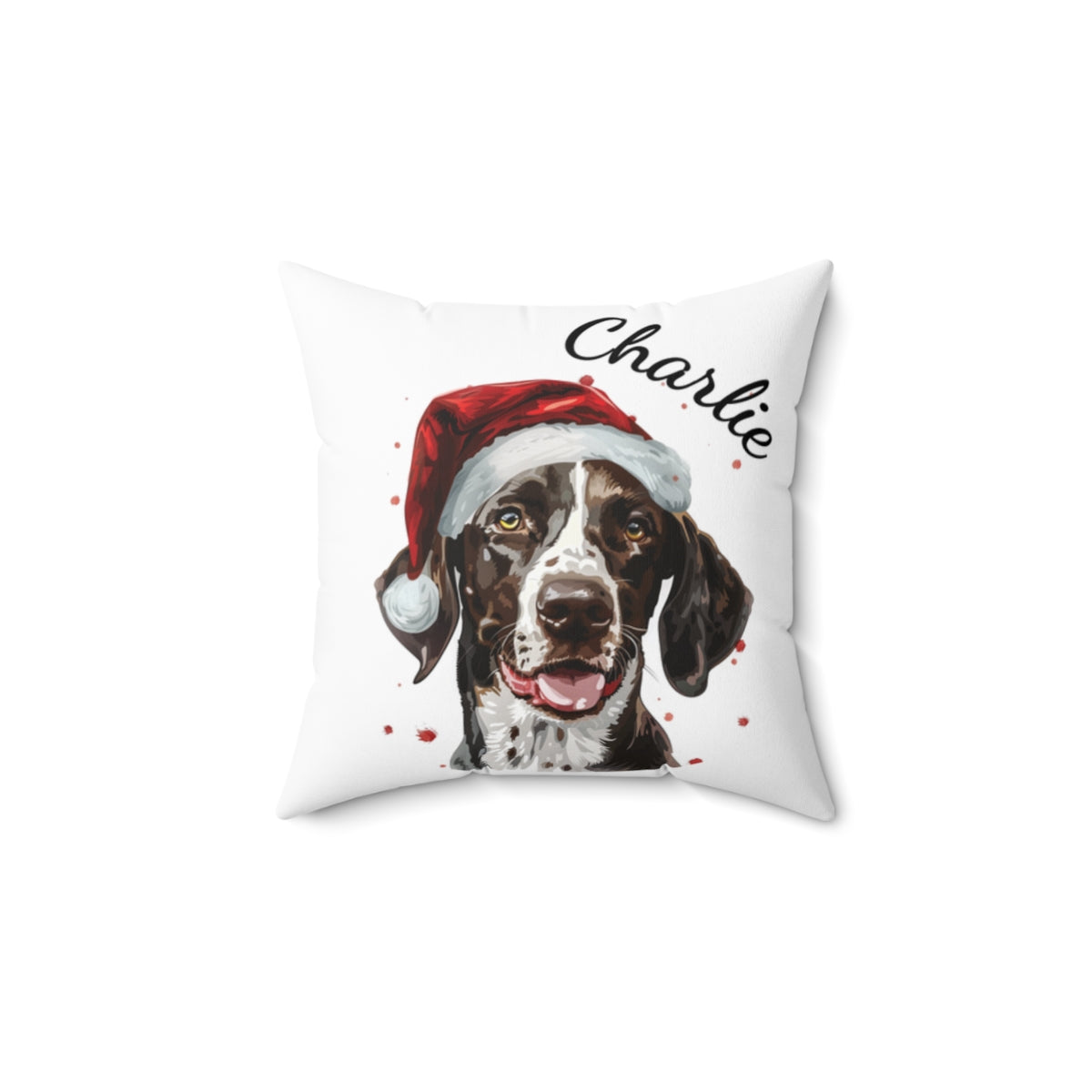 Christmas dog Cushions_English-Pointer-1 Personalised Dog Christmas Spun Polyester Square Throw Cushion with Insert