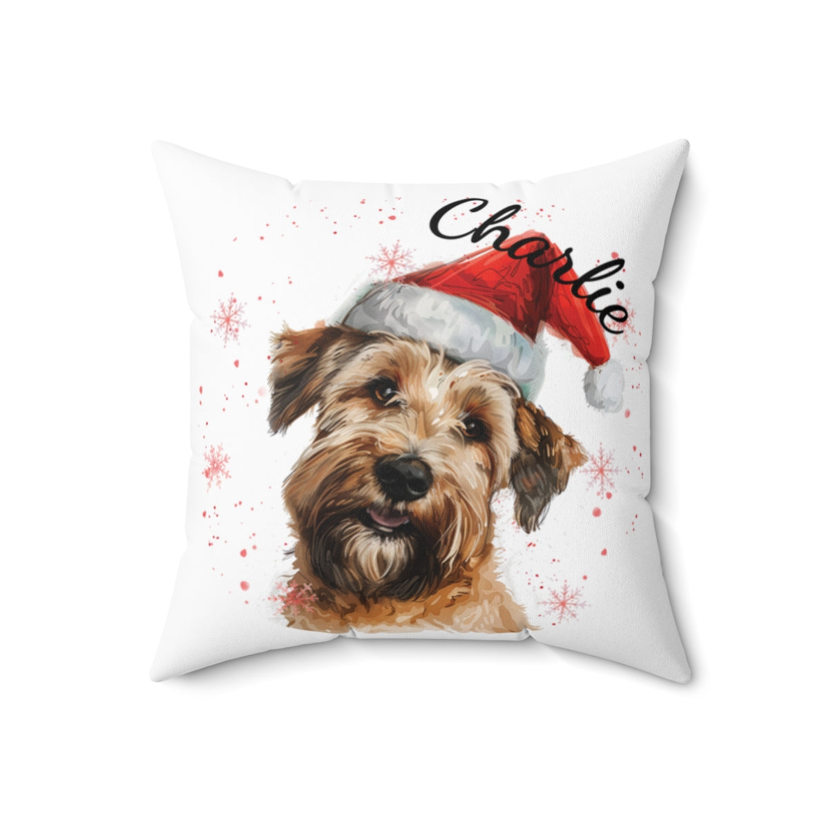 Christmas dog Cushions_Wheaten-Terrier-2 Personalised Dog Christmas Spun Polyester Square Throw Cushion with Insert - Maltese