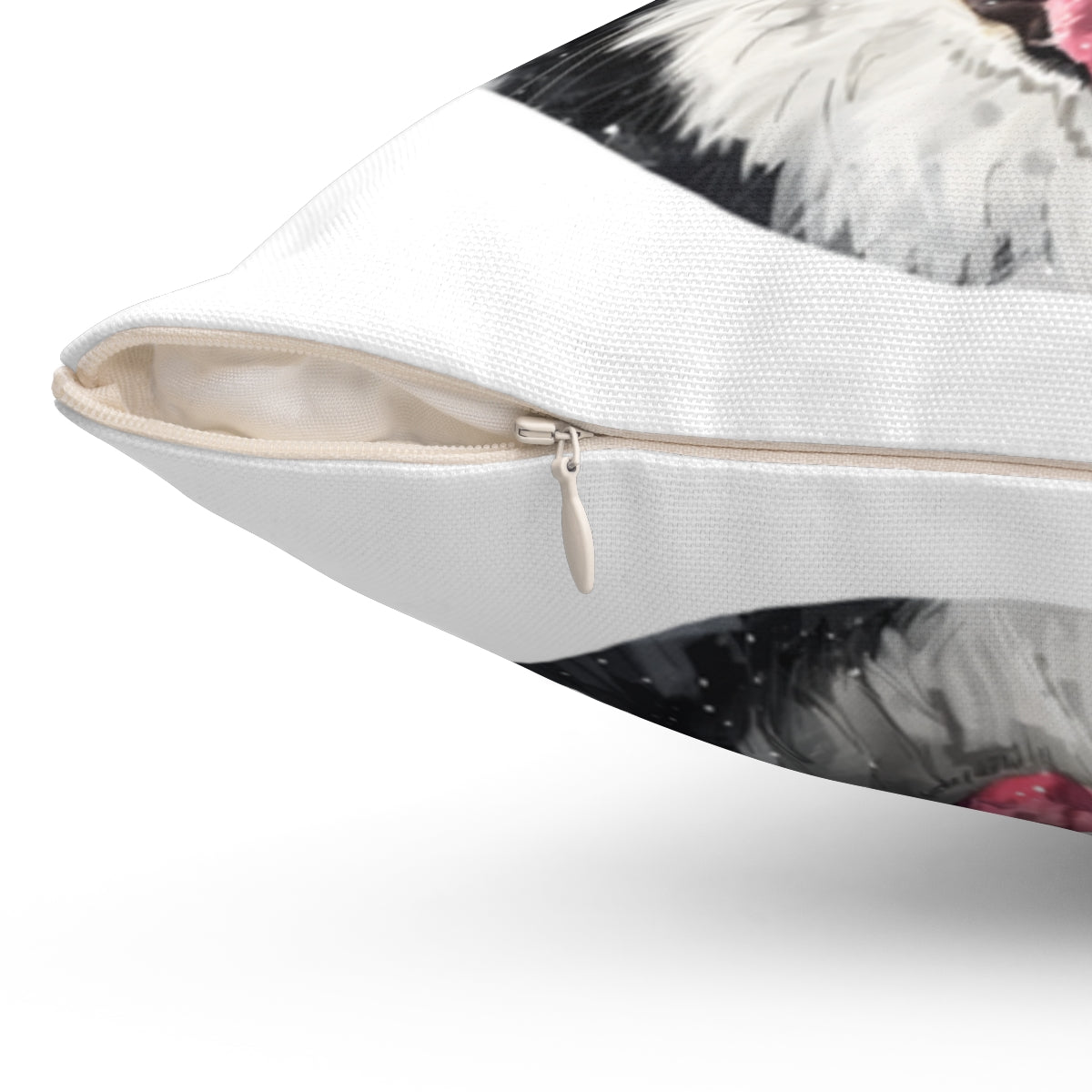 Christmas dog Cushions_Alaskan-Malamute-2 Personalised Dog Christmas Spun Polyester Square Throw Cushion with Insert