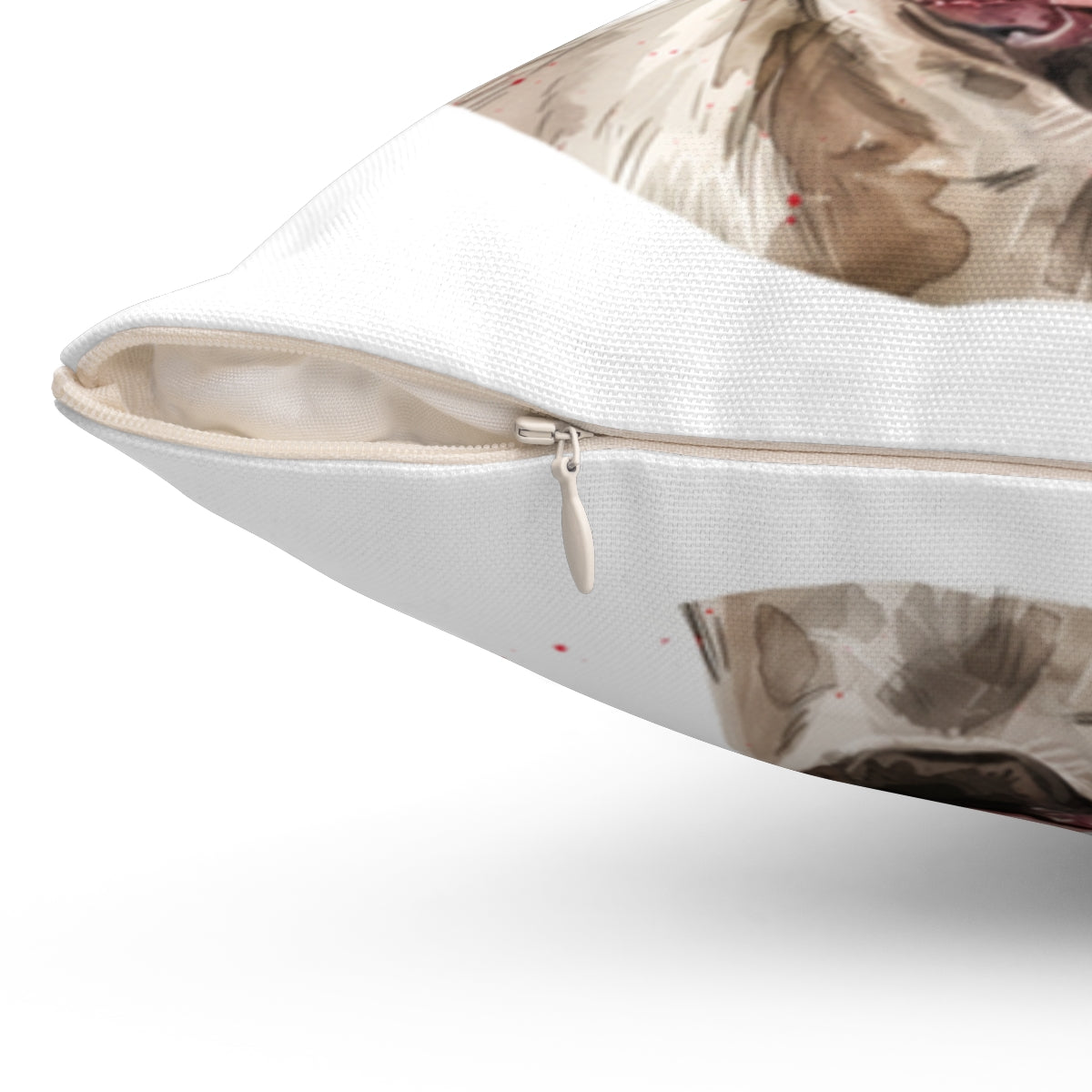 Christmas dog Cushions_French-Bulldog-3 Personalised Dog Christmas Spun Polyester Square Throw Cushion with Insert