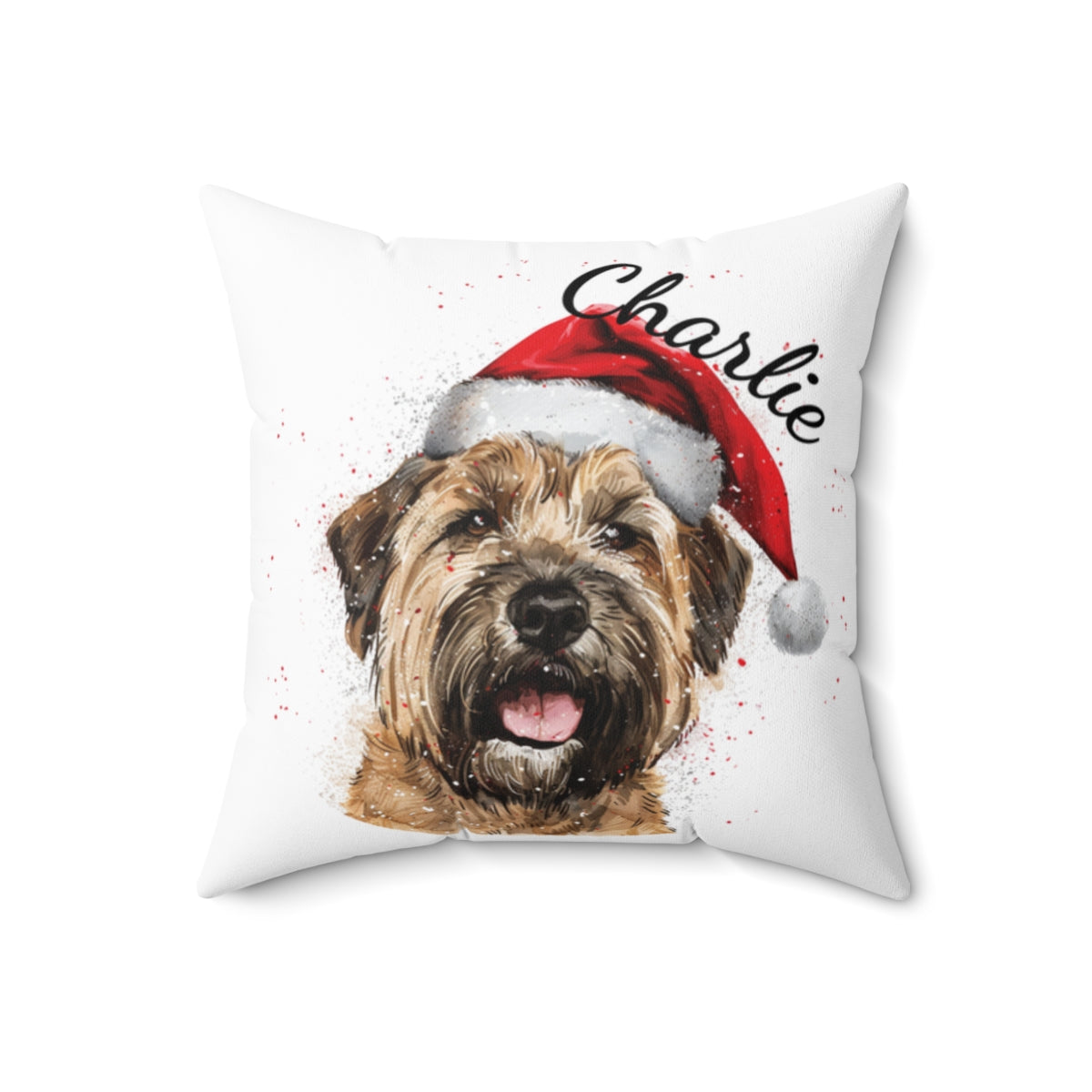 Christmas dog Cushions_Wheaten-Terrier-1 Personalised Dog Christmas Spun Polyester Square Throw Cushion with Insert - Maltese