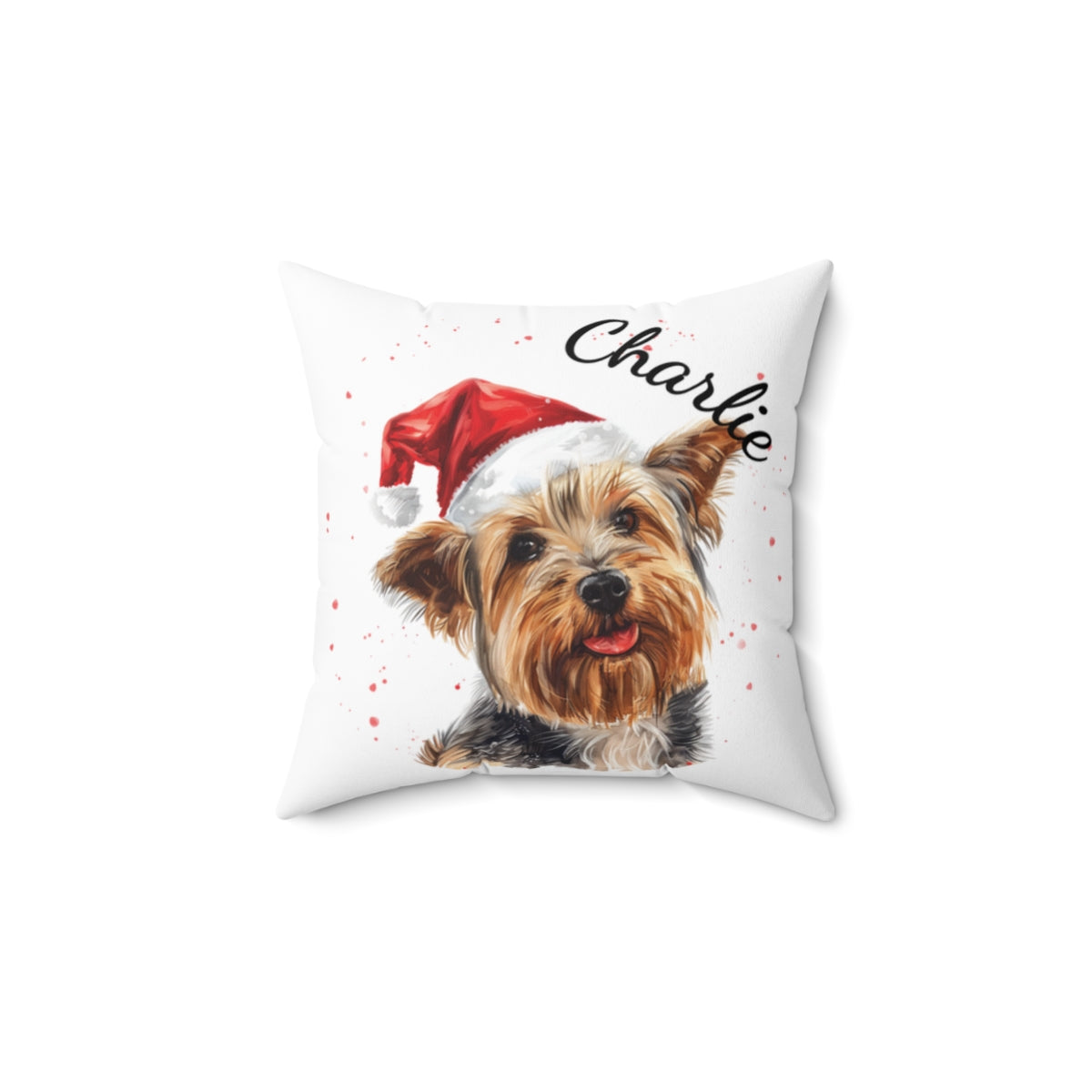 Christmas dog Cushions_Australian-Silky-Terrier-1 Personalised Dog Christmas Spun Polyester Square Throw Cushion with Insert