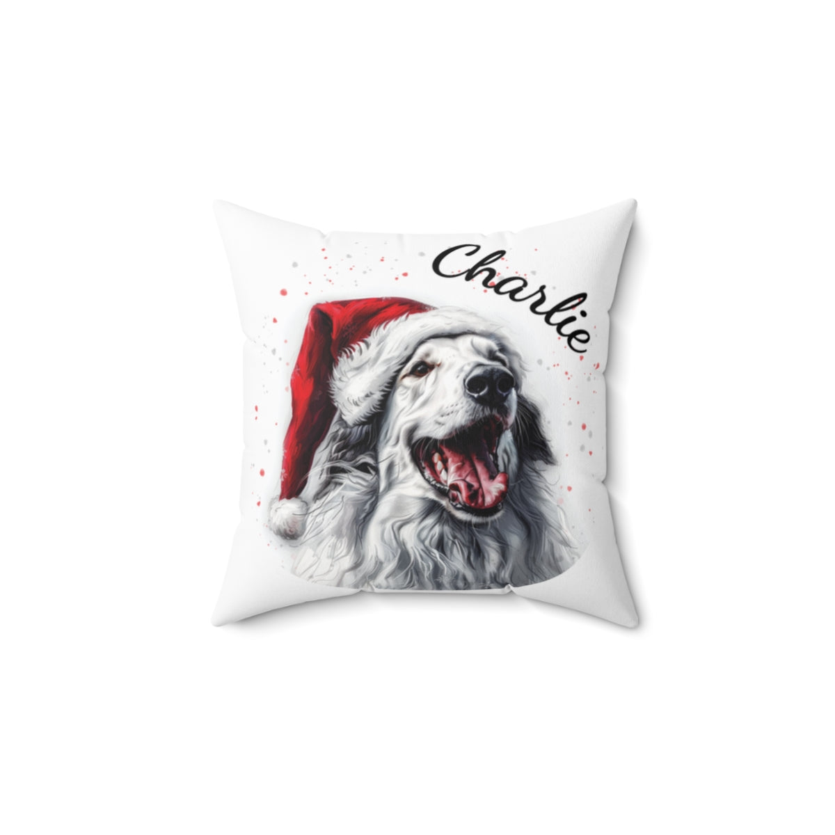 Christmas dog Cushions_Borzoi-1 Personalised Dog Christmas Spun Polyester Square Throw Cushion with Insert