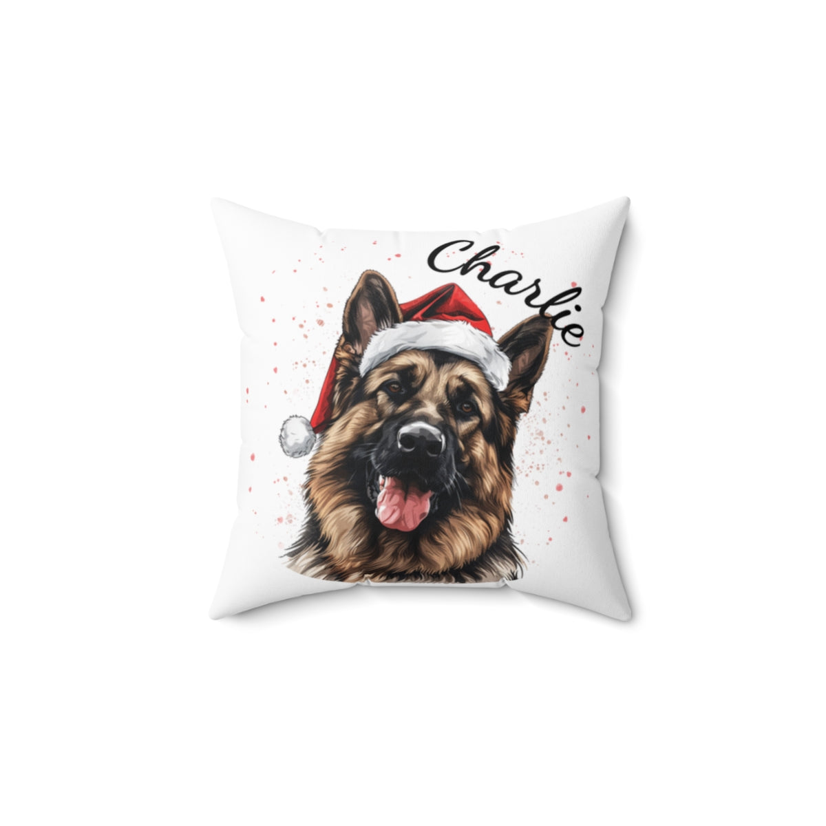 Christmas dog Cushions_German-Shepherd-1 Personalised Dog Christmas Spun Polyester Square Throw Cushion with Insert