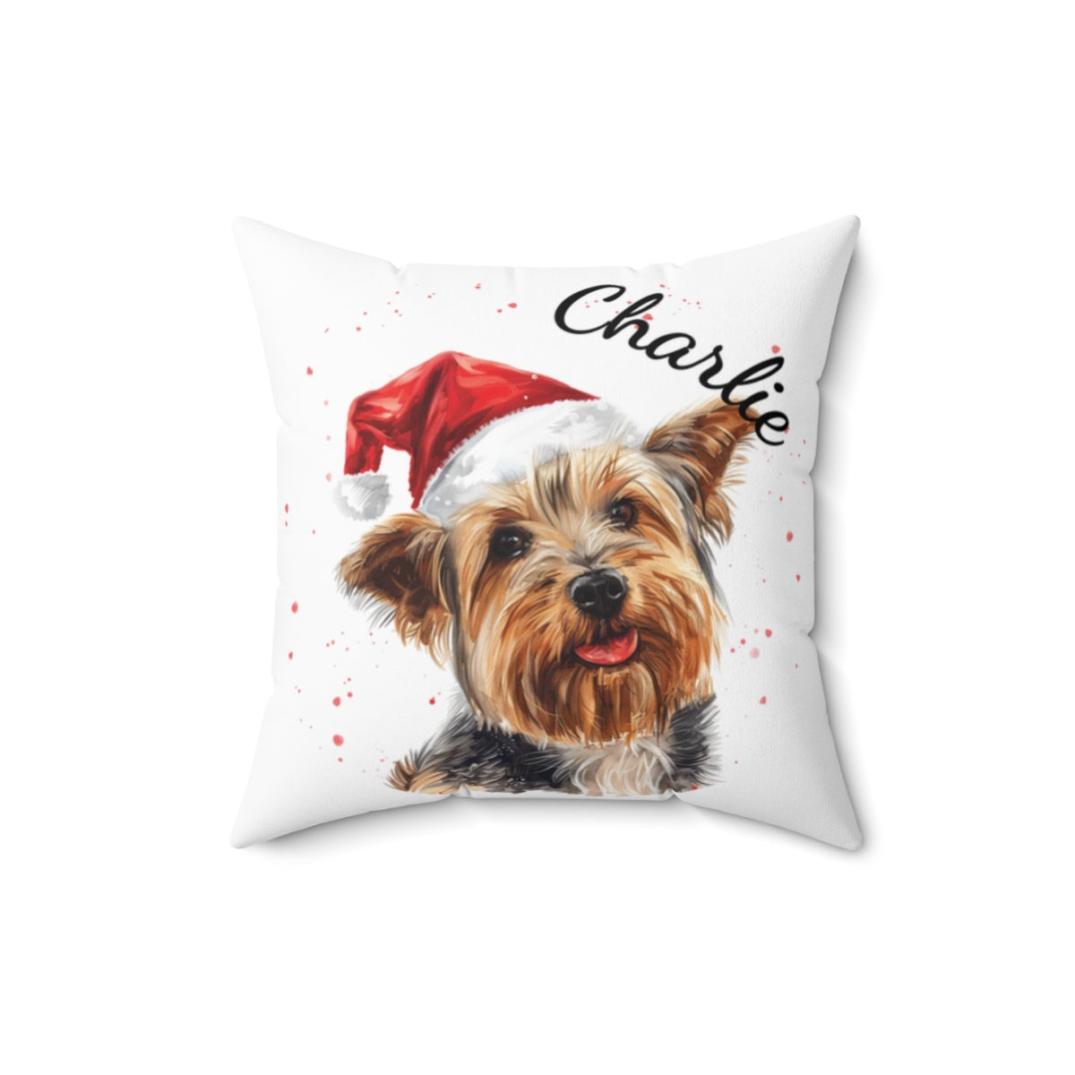 Christmas dog Cushions_Australian-Silky-Terrier-1 Personalised Dog Christmas Spun Polyester Square Throw Cushion with Insert