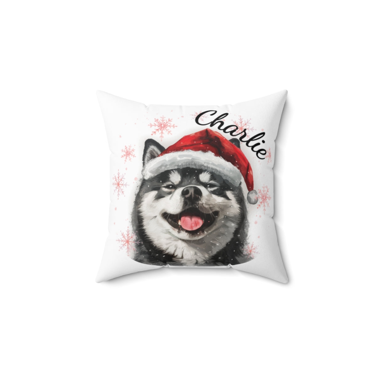 Christmas dog Cushions_Akita-2 Personalised Dog Christmas Spun Polyester Square Throw Cushion with Insert