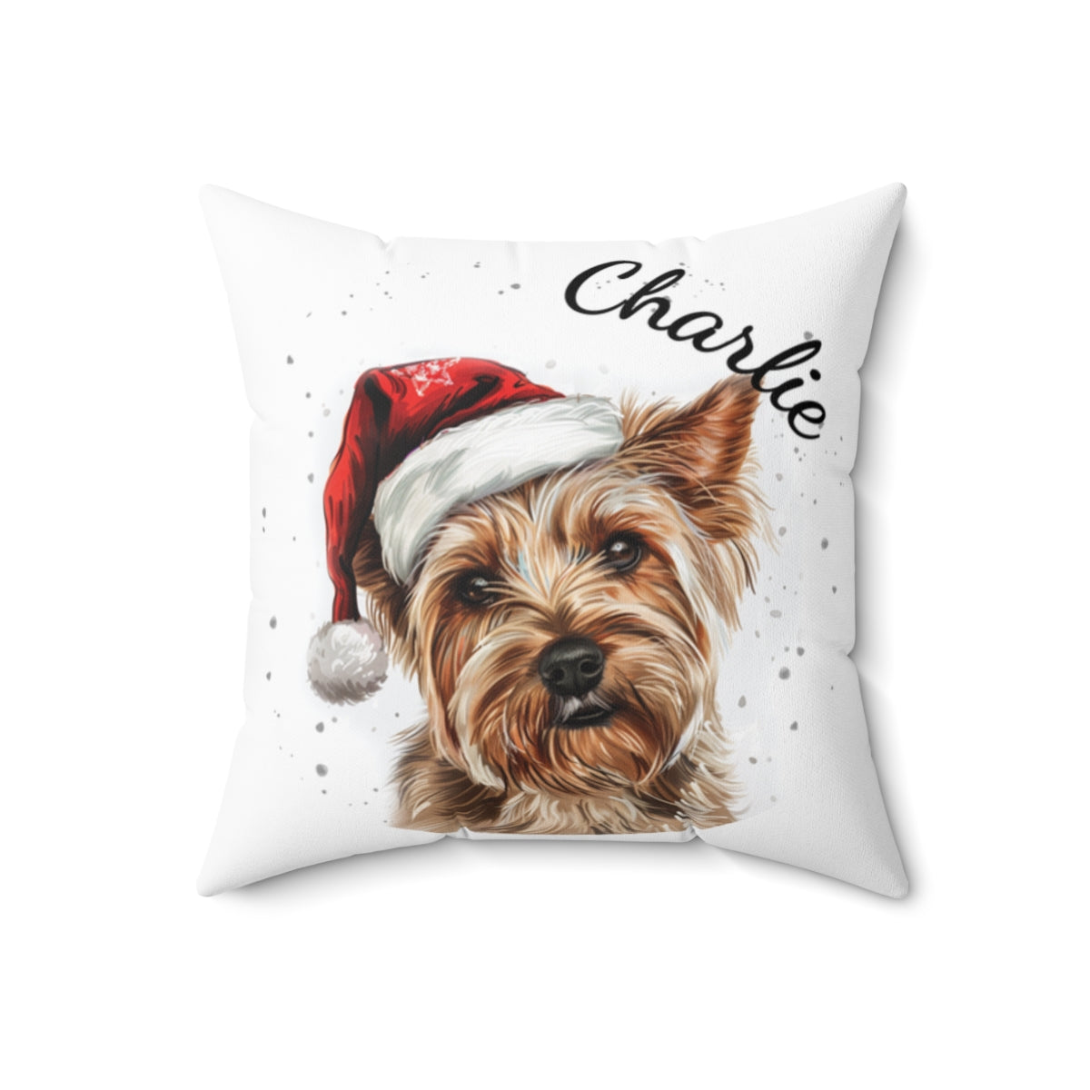 Christmas dog Cushions_Australian-Silky-Terrier-2 Personalised Dog Christmas Spun Polyester Square Throw Cushion with Insert