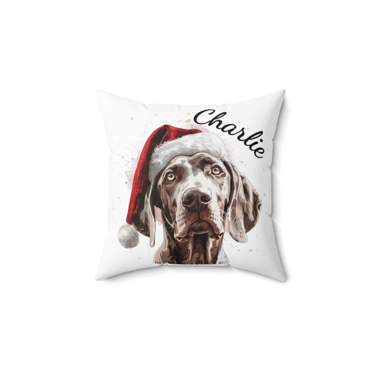 Christmas dog Cushions_Weimaraner-2 Personalised Dog Christmas Spun Polyester Square Throw Cushion with Insert - Maltese