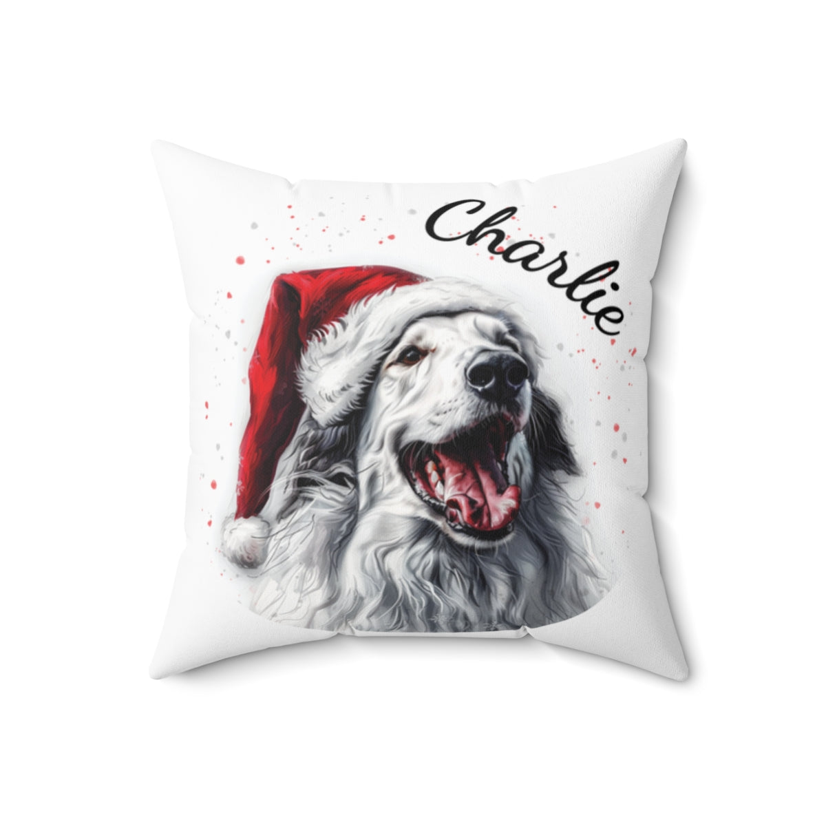 Christmas dog Cushions_Borzoi-1 Personalised Dog Christmas Spun Polyester Square Throw Cushion with Insert