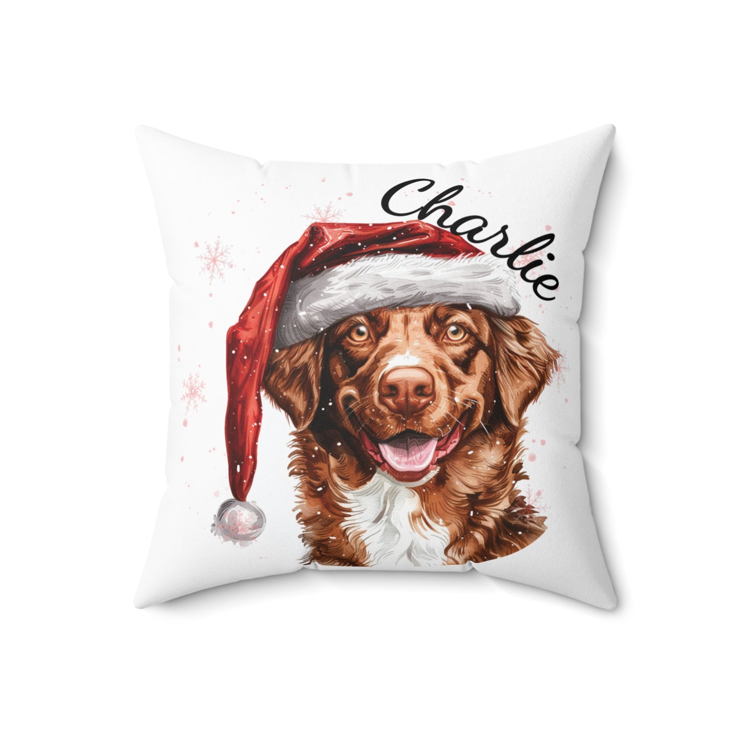 Personalized Dog Christmas Cushion, Nova Scotia Duck Toller Cushion, Custom Dog Pillow, Holiday Pet Decor, Festive Dog Lover Gift