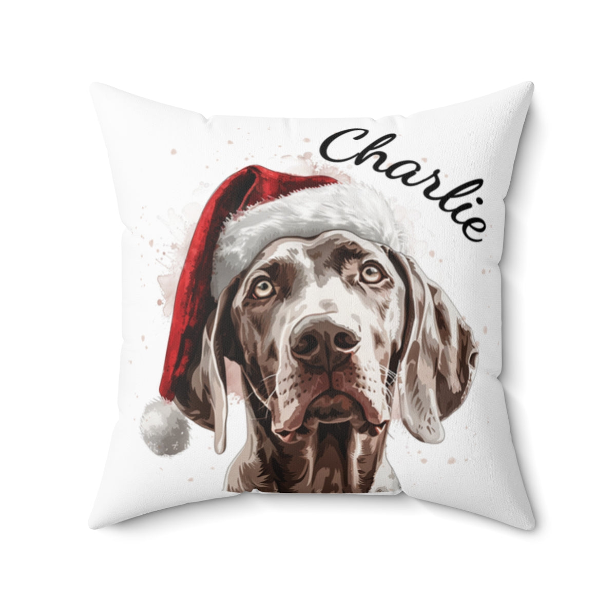 Christmas dog Cushions_Weimaraner-2 Personalised Dog Christmas Spun Polyester Square Throw Cushion with Insert - Maltese