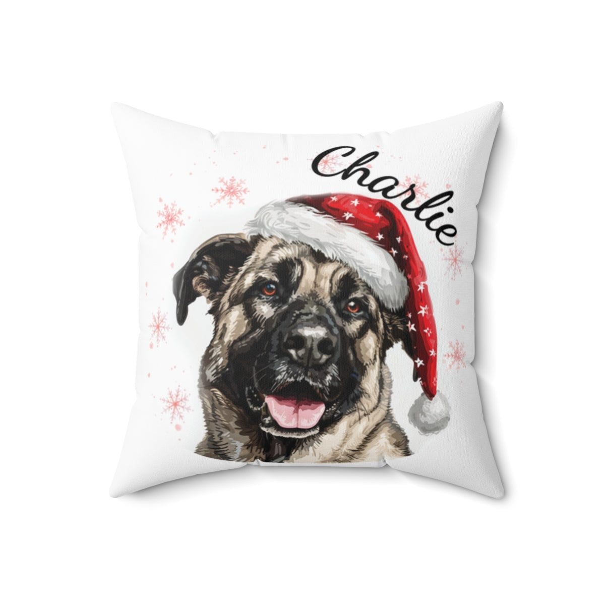 Christmas dog Cushions_Anatolian-Shepherd-2 Personalised Dog Christmas Spun Polyester Square Throw Cushion with Insert