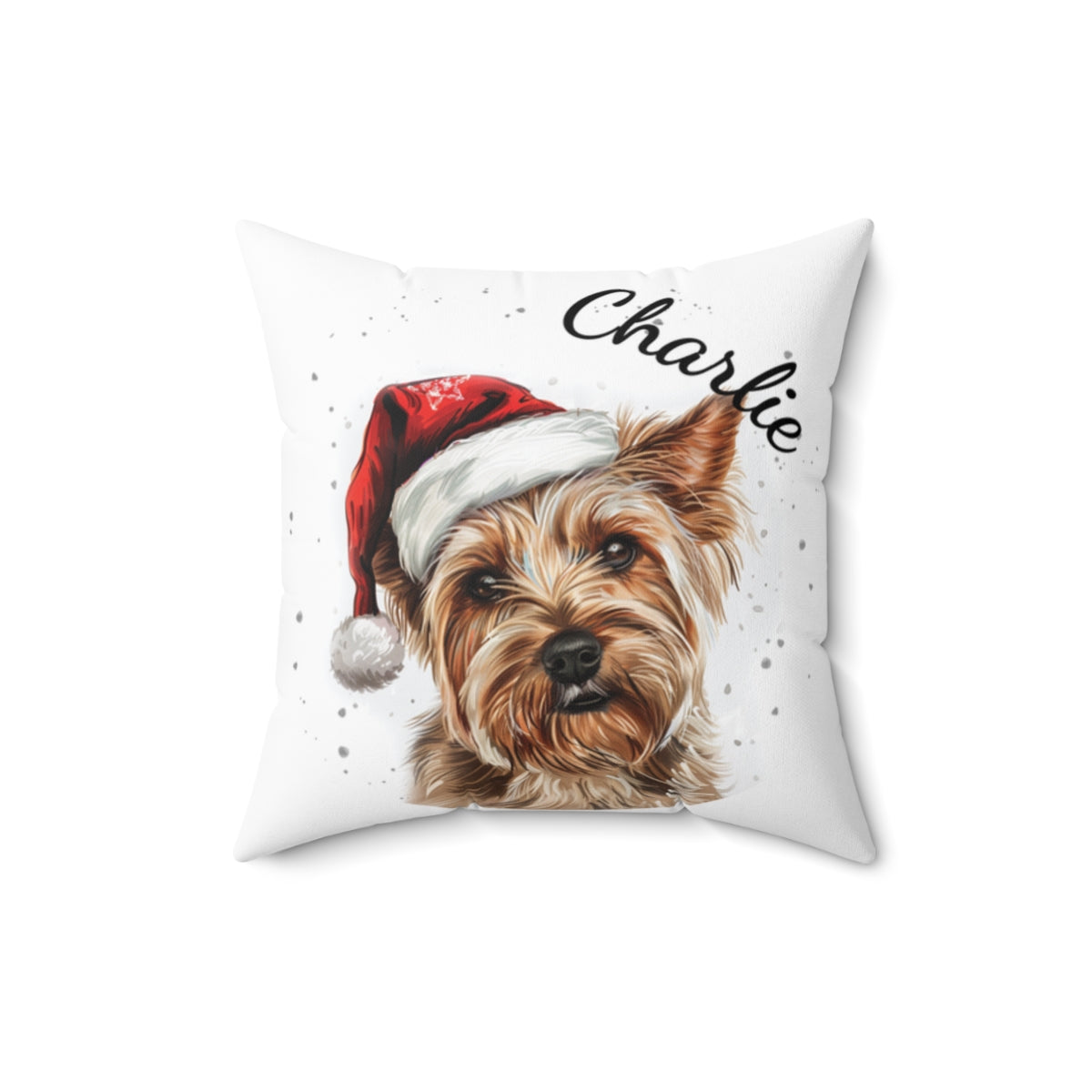Christmas dog Cushions_Australian-Silky-Terrier-2 Personalised Dog Christmas Spun Polyester Square Throw Cushion with Insert