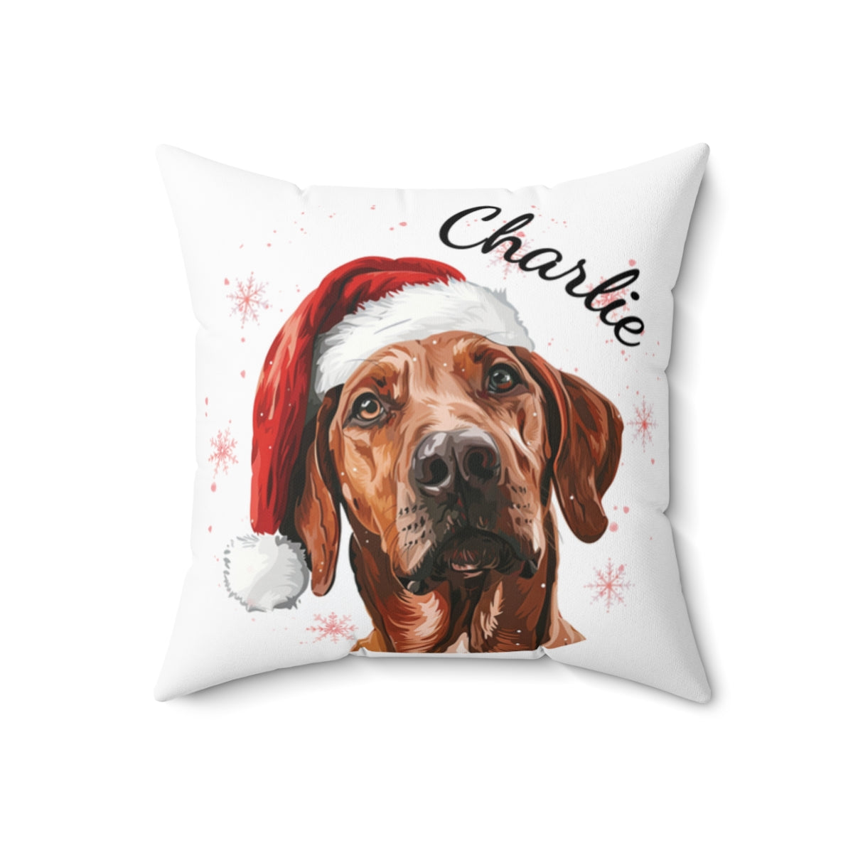 Christmas dog Cushions_Rhodesian-Ridgeeback-2 Personalised Dog Christmas Spun Polyester Square Throw Cushion with Insert