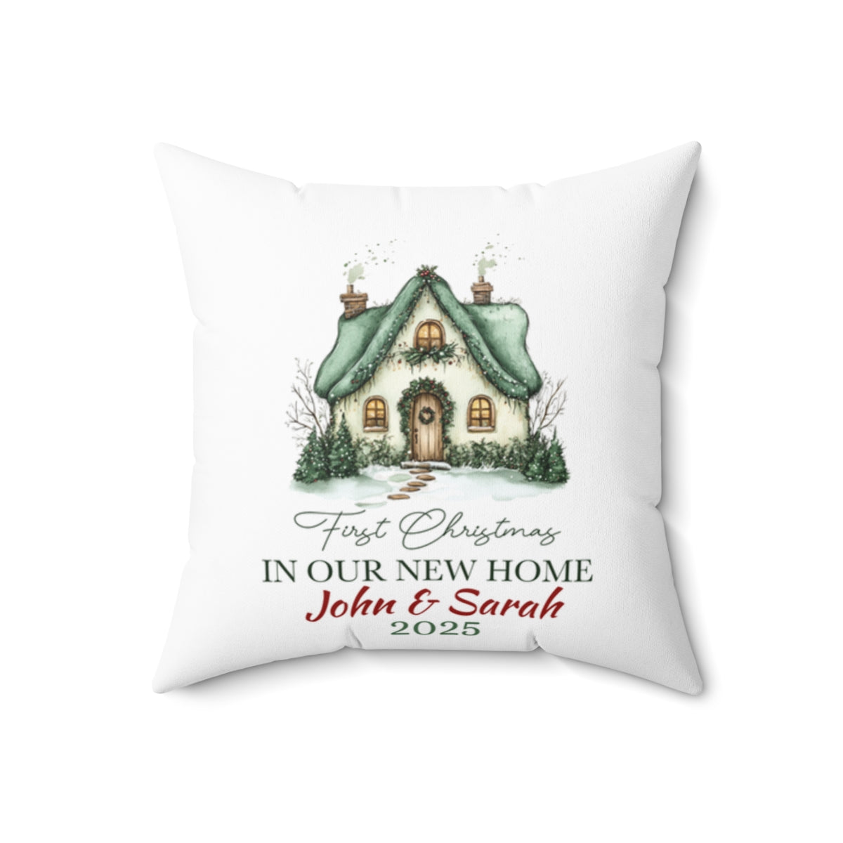 Our First Christmas in our New home Square Throw Pillow
