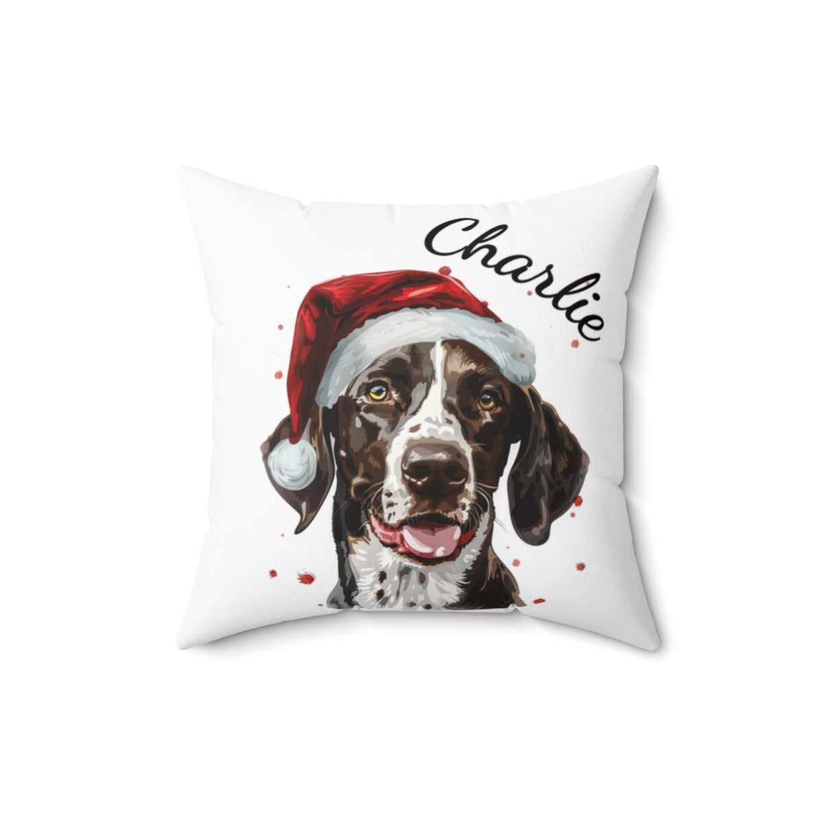 Christmas dog Cushions_English-Pointer-1 Personalised Dog Christmas Spun Polyester Square Throw Cushion with Insert