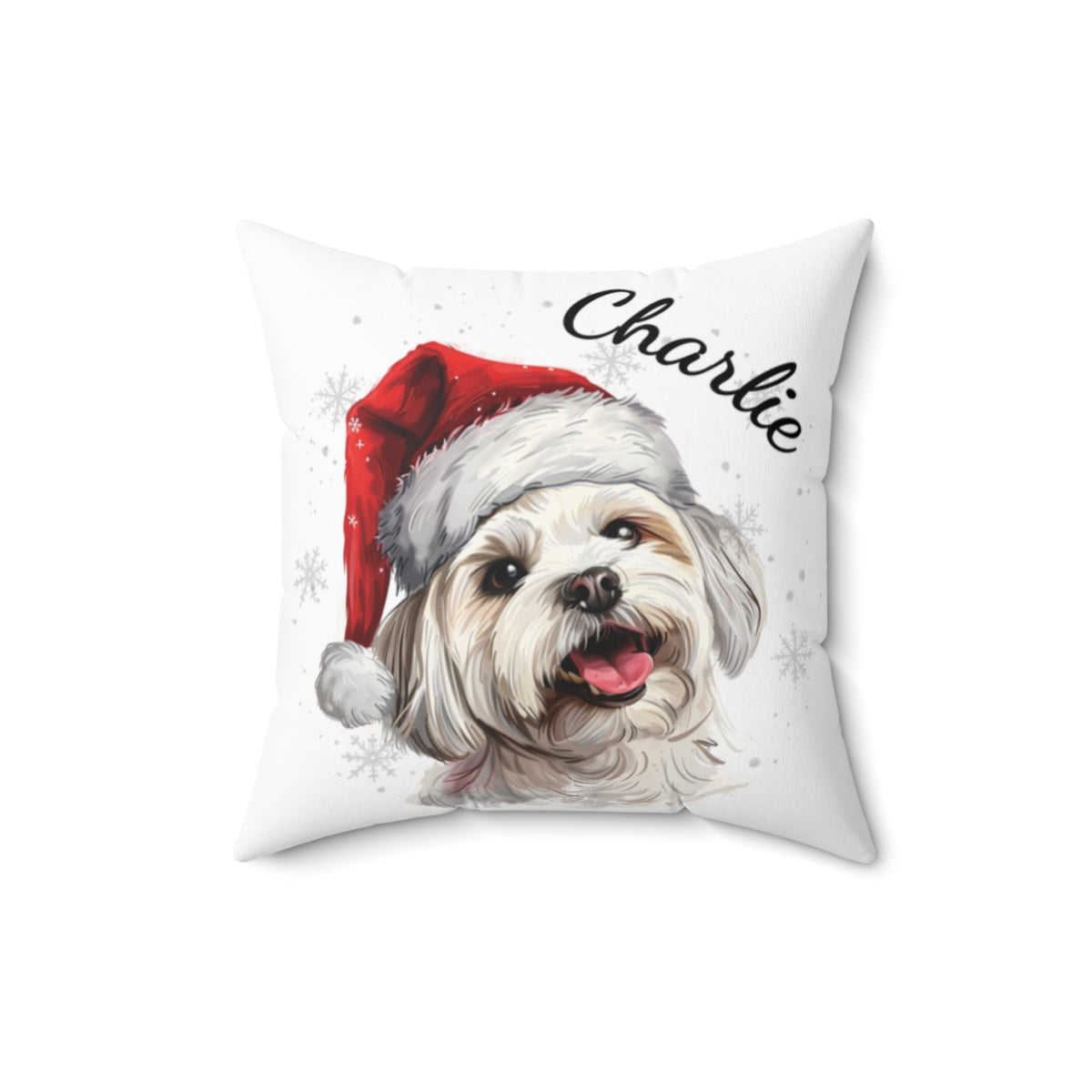 Christmas dog Cushions_Maltese Personalised Dog Christmas Spun Polyester Square Throw Cushion with Insert