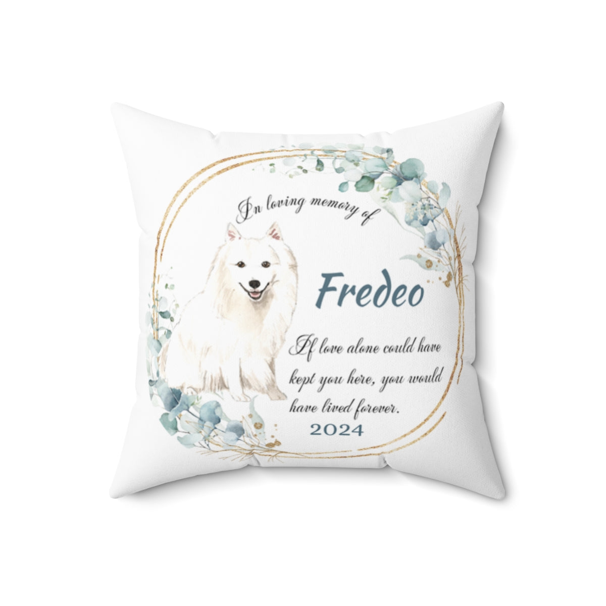 Memorial Japanese Spitz dog Cushion Memorial Polyester Square Throw Pillow