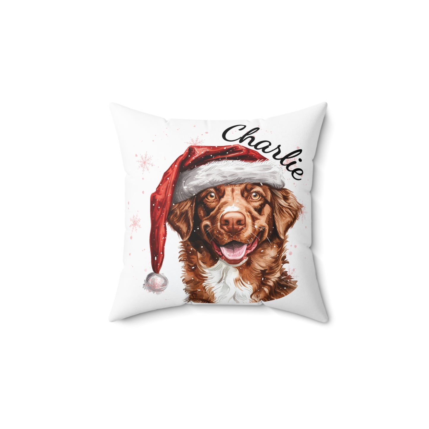 Personalized Dog Christmas Cushion, Nova Scotia Duck Toller Cushion, Custom Dog Pillow, Holiday Pet Decor, Festive Dog Lover Gift