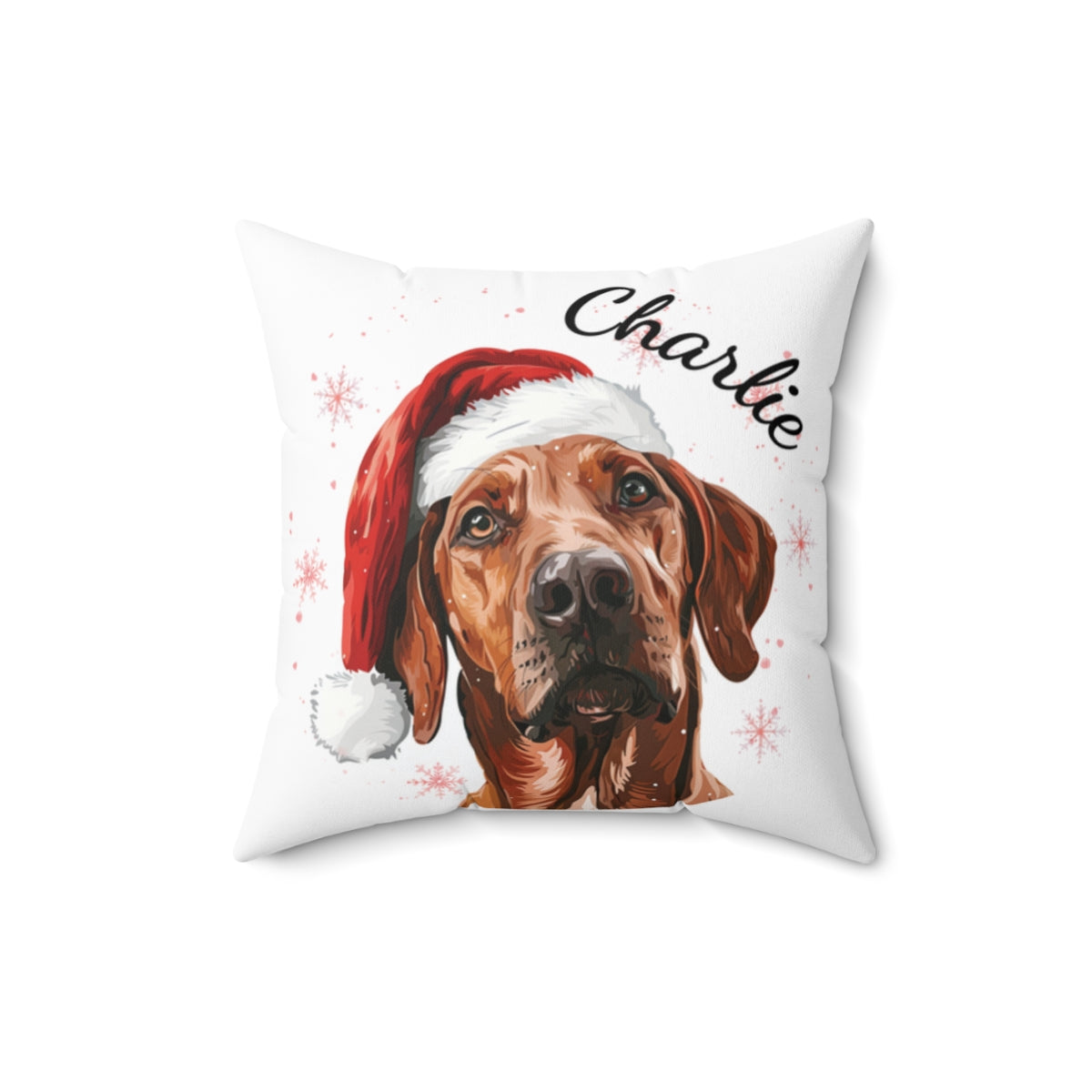 Christmas dog Cushions_Rhodesian-Ridgeeback-2 Personalised Dog Christmas Spun Polyester Square Throw Cushion with Insert