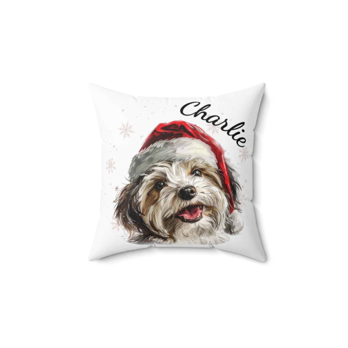 Christmas dog Cushions_Havanese-2 Personalised Dog Christmas Spun Polyester Square Throw Cushion with Insert