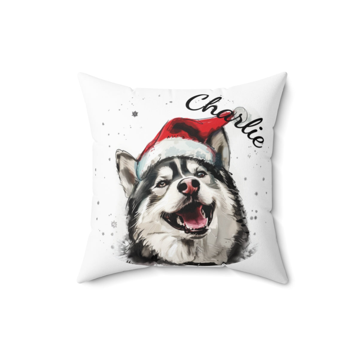 Christmas dog Cushions_Husky-1 Personalised Dog Christmas Spun Polyester Square Throw Cushion with Insert
