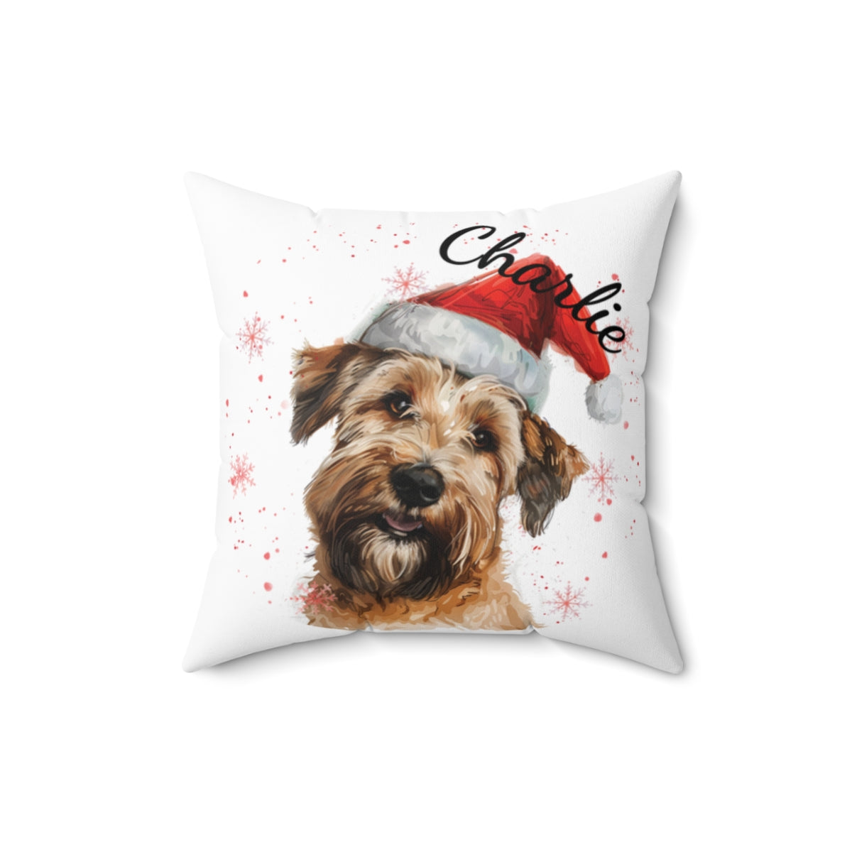 Christmas dog Cushions_Wheaten-Terrier-2 Personalised Dog Christmas Spun Polyester Square Throw Cushion with Insert - Maltese