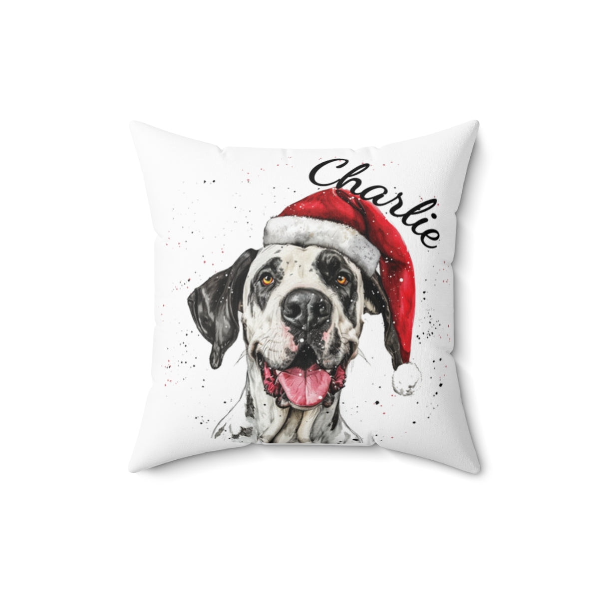Christmas dog Cushions_Great-Dane-2 Personalised Dog Christmas Spun Polyester Square Throw Cushion with Insert