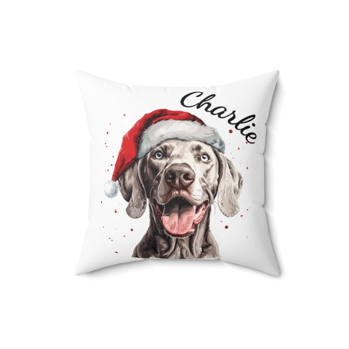 Christmas dog Cushions_Weimaraner-1 Personalised Dog Christmas Spun Polyester Square Throw Cushion with Insert - Maltese