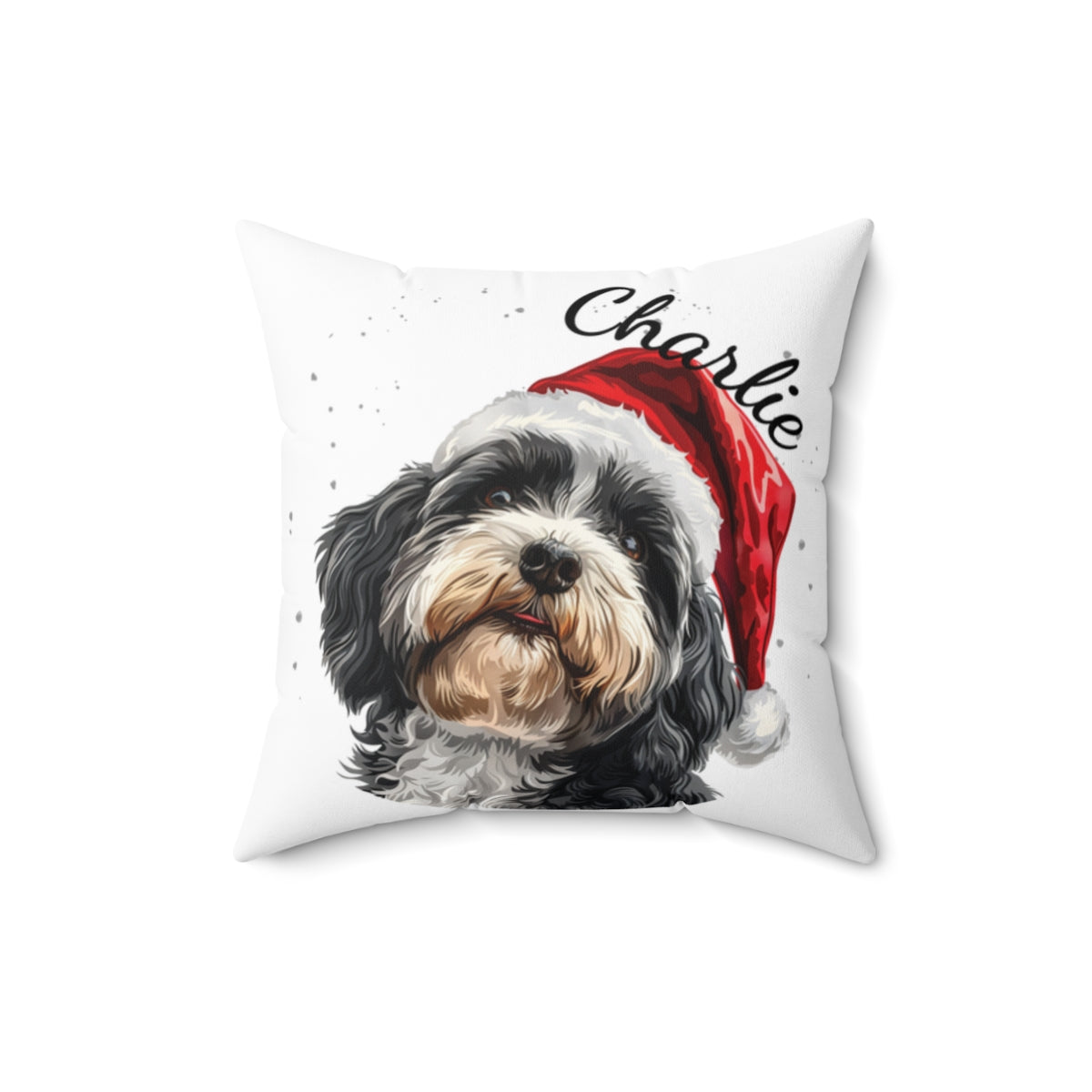 Christmas dog Cushions_Havanese-3 Personalised Dog Christmas Spun Polyester Square Throw Cushion with Insert