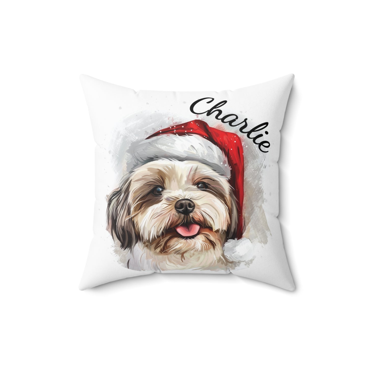 Personalized Dog Christmas Pillow, Shih-Tzu Cushion, Holiday Dog Decor, Custom Pet Gift, Dog Lover Home Accent, Xmas Dog Pillow